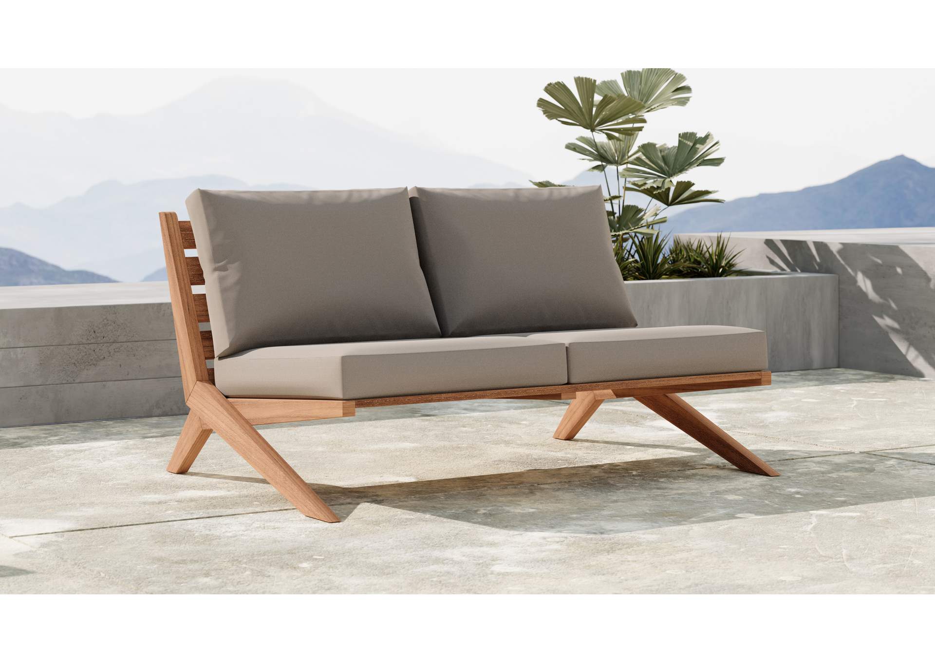 Tahiti Grey Water Resistant Fabric Outdoor Loveseat,Meridian Furniture