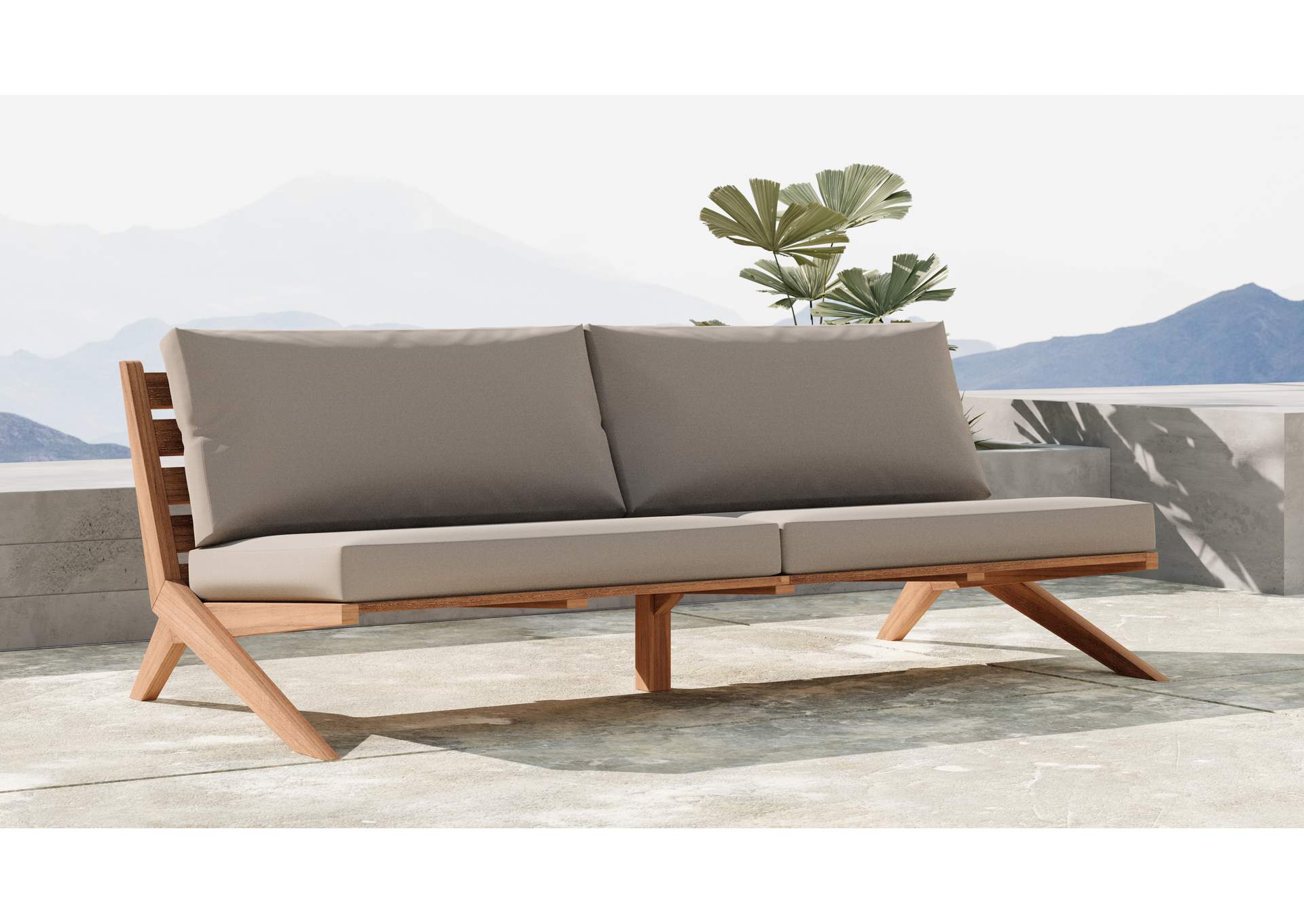 Tahiti Grey Water Resistant Fabric Outdoor Sofa,Meridian Furniture