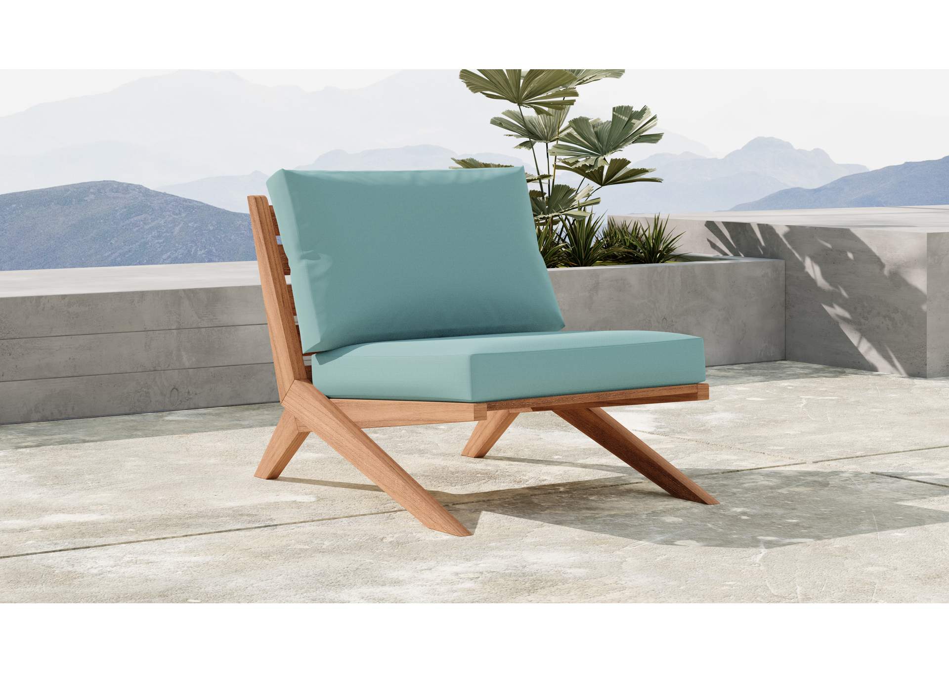 Tahiti Blue Water Resistant Fabric Outdoor Chair,Meridian Furniture