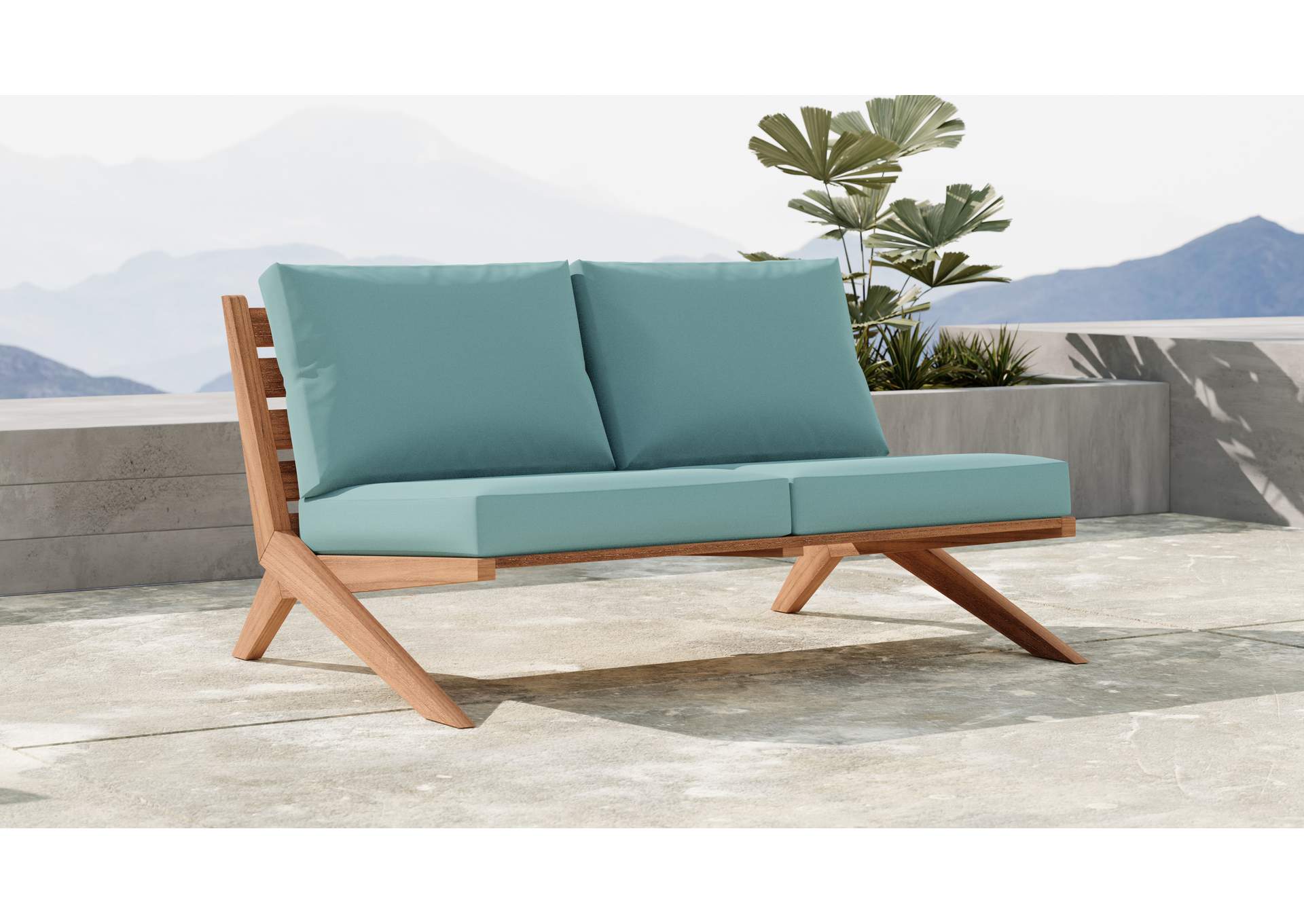 Tahiti Blue Water Resistant Fabric Outdoor Loveseat,Meridian Furniture