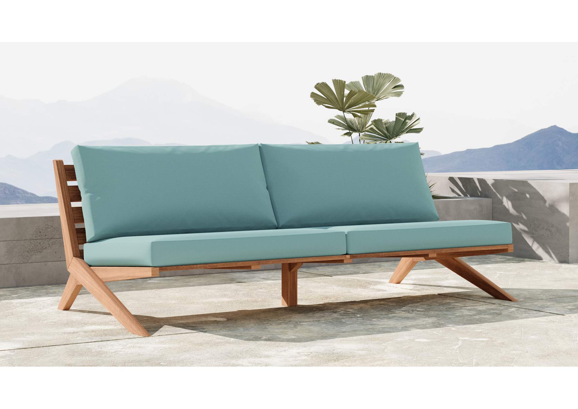 Tahiti Blue Water Resistant Fabric Outdoor Sofa,Meridian Furniture