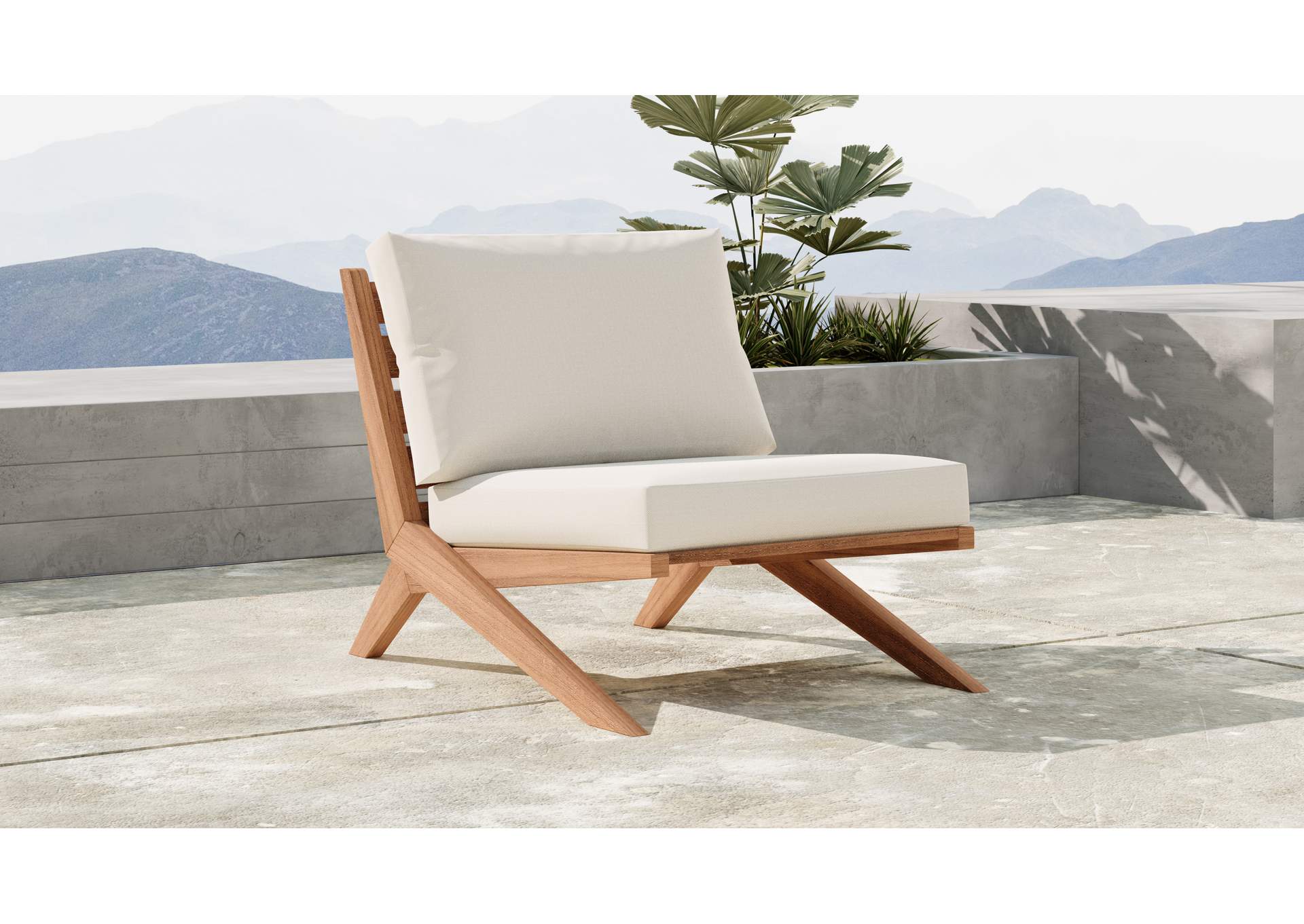 Tahiti Off White Water Resistant Fabric Outdoor Chair,Meridian Furniture