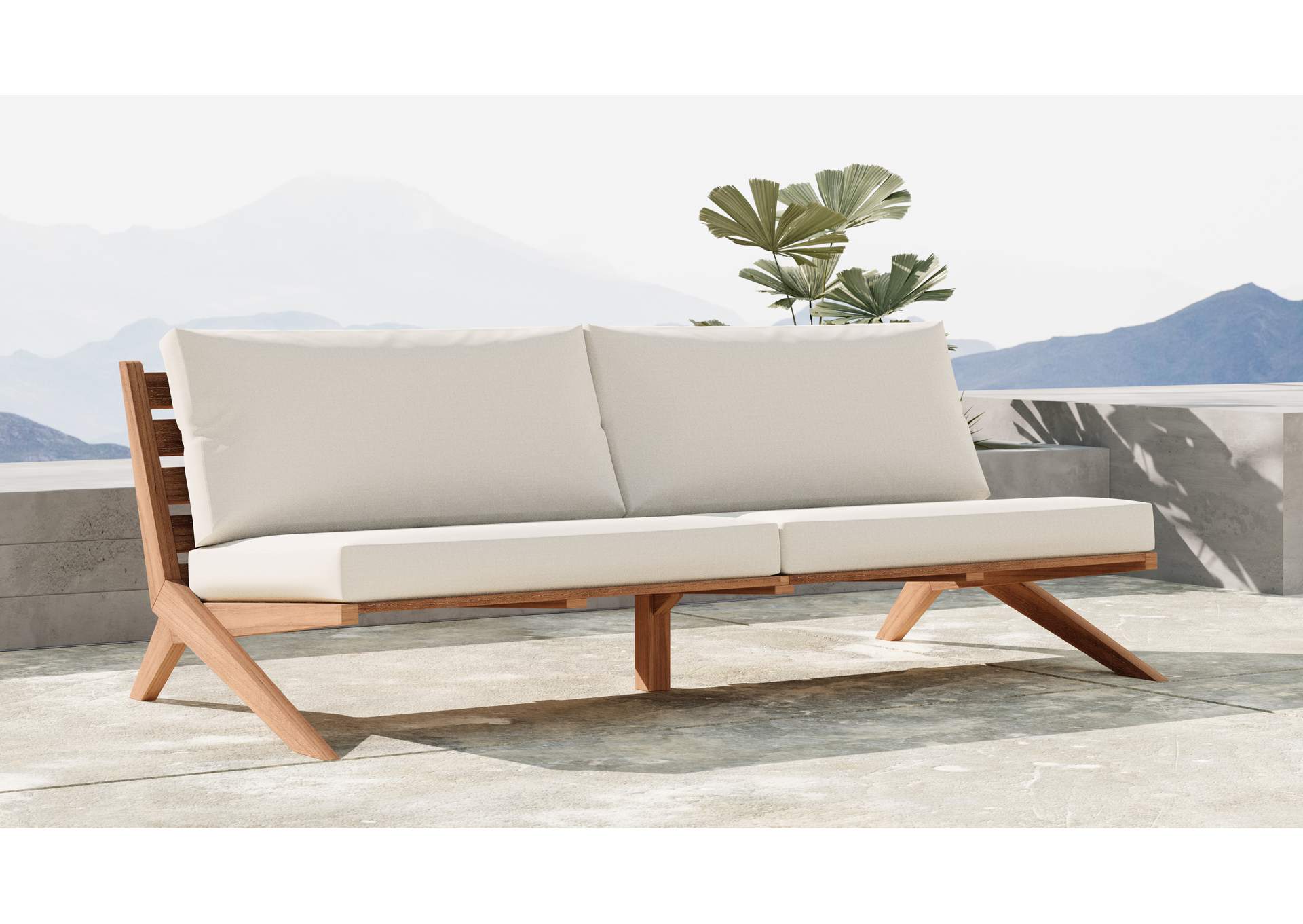 Tahiti Off White Water Resistant Fabric Outdoor Sofa,Meridian Furniture