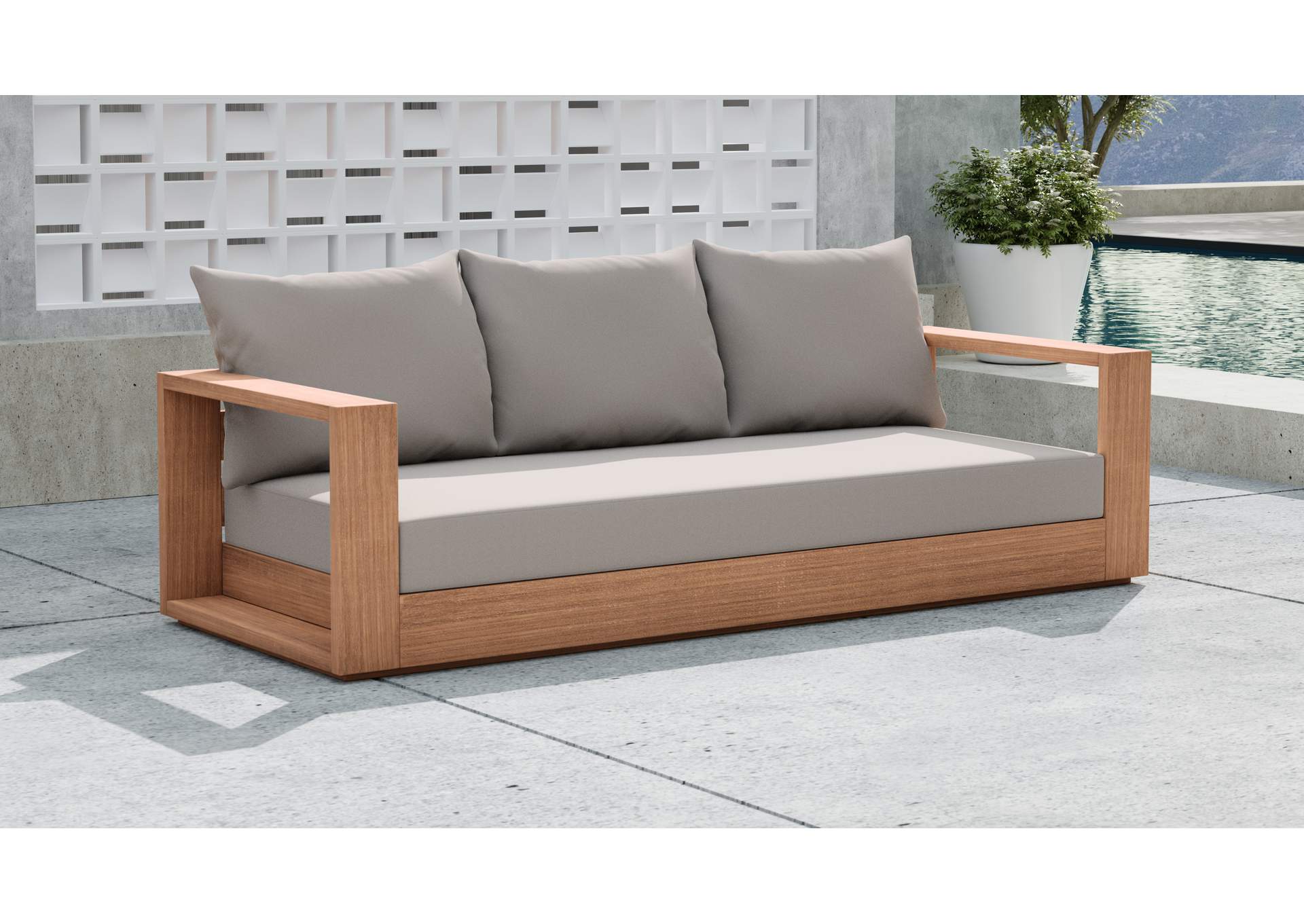 Tulum Grey Water Resistant Fabric Outdoor Sofa,Meridian Furniture