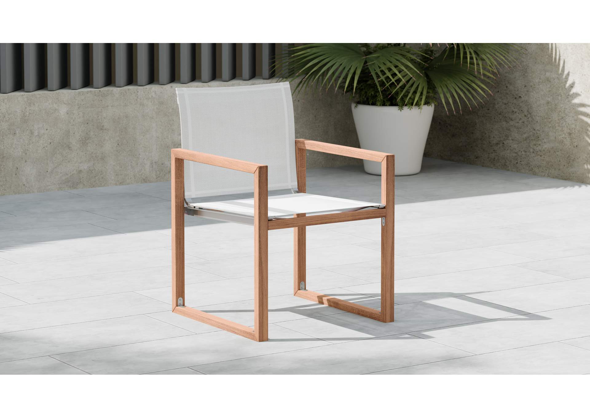 Tulum Off White Water Resistant Fabric Outdoor Patio Dining Arm Chair,Meridian Furniture