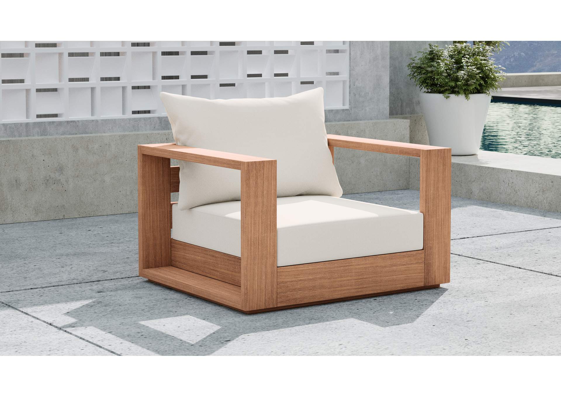 Tulum Off White Water Resistant Fabric Outdoor Chair,Meridian Furniture
