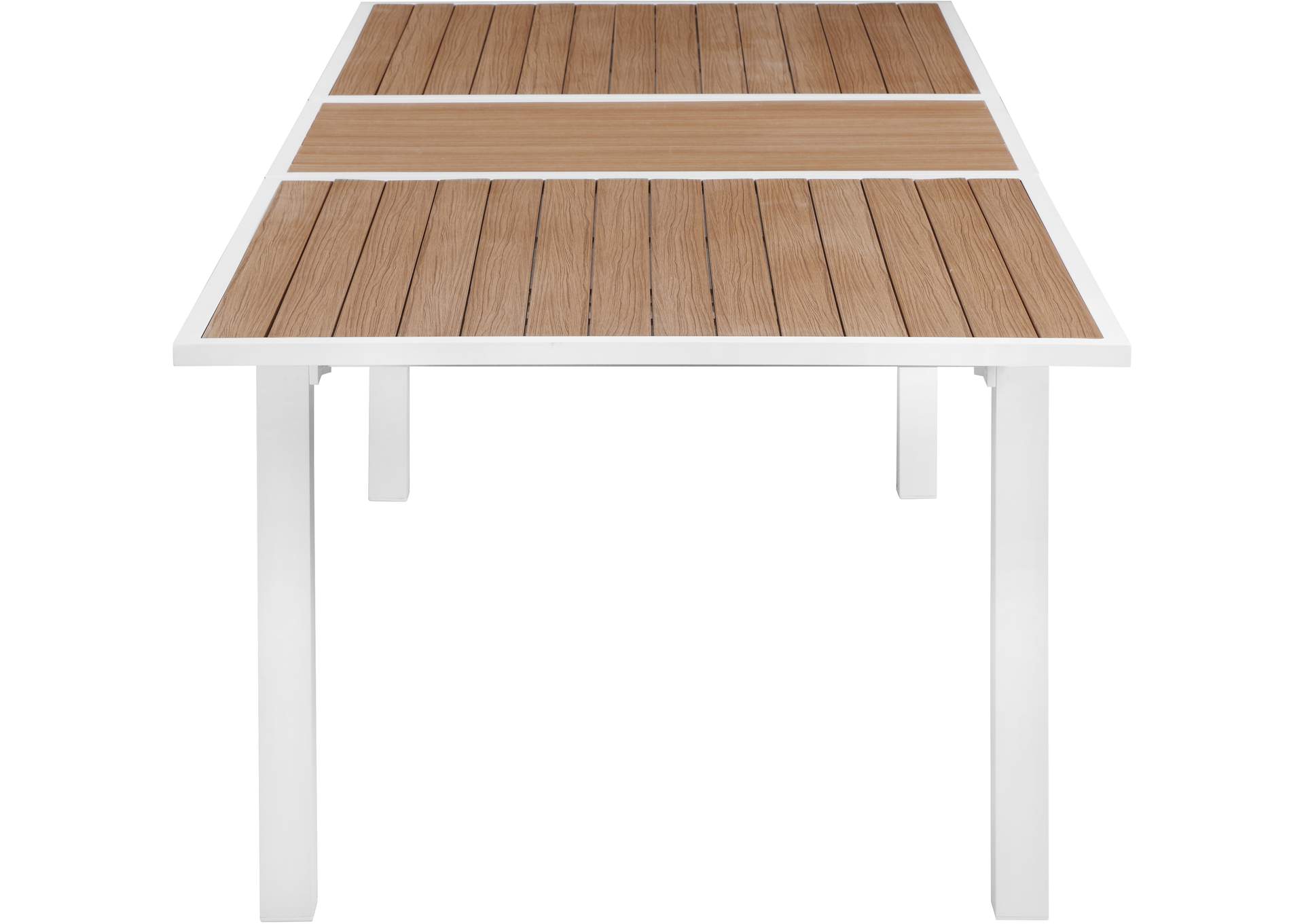 Nizuc Brown Wood Look Accent Paneling Outdoor Patio Extendable Aluminum Dining Table,Meridian Furniture
