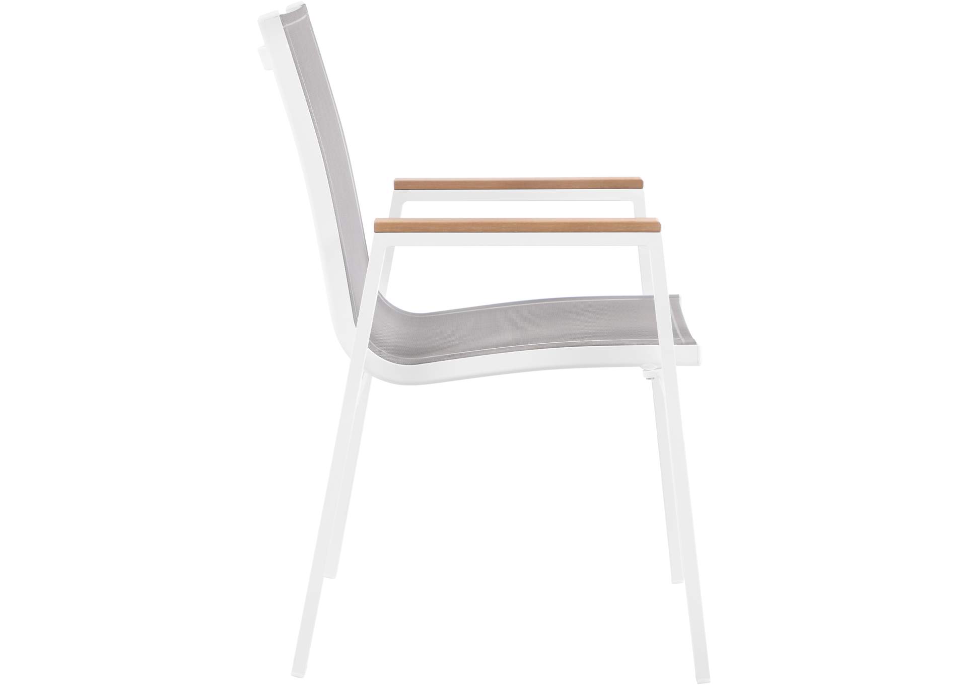 Nizuc Grey Mesh Water Resistant Fabric Outdoor Patio Aluminum Mesh Dining Arm Chair Set of 2,Meridian Furniture