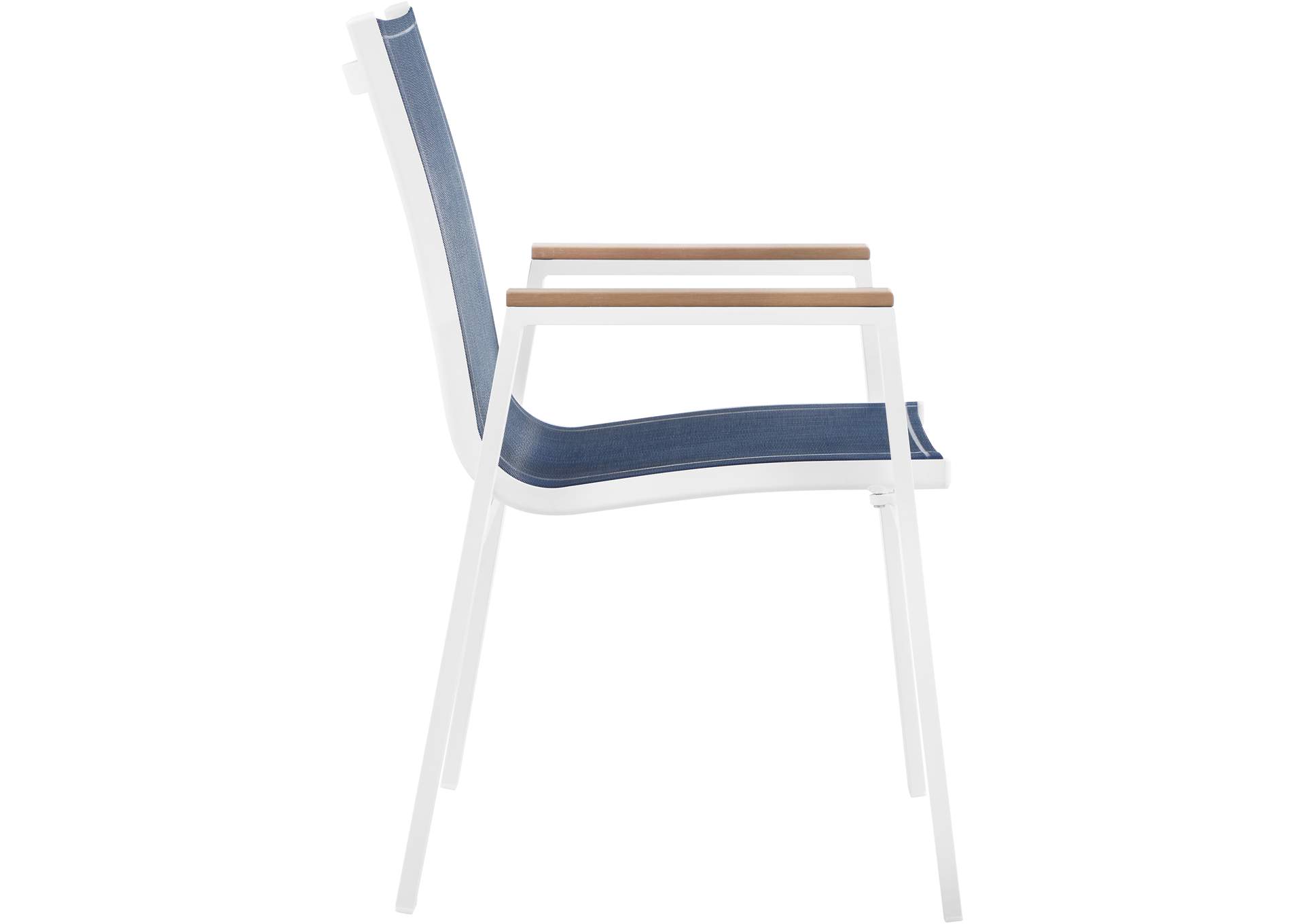Nizuc Navy Mesh Water Resistant Fabric Outdoor Patio Aluminum Mesh Dining Arm Chair Set of 2,Meridian Furniture
