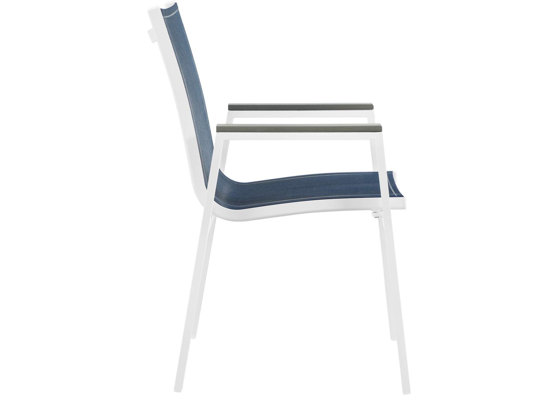 Nizuc Navy Mesh Water Resistant Fabric Outdoor Patio Aluminum Mesh Dining Arm Chair Set of 2,Meridian Furniture