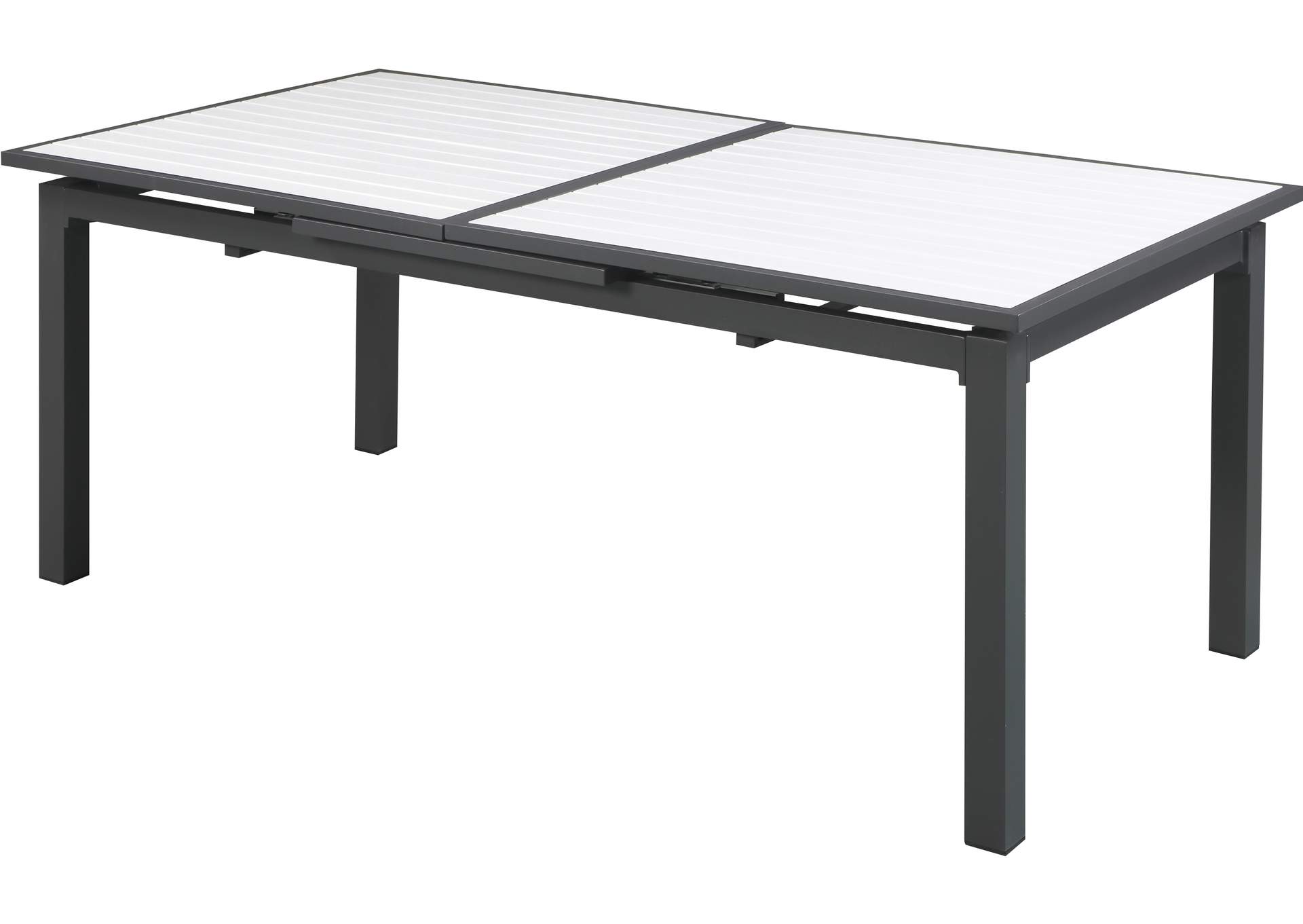 Nizuc White Wood Look Accent Paneling Outdoor Patio Aluminum Dining Table,Meridian Furniture