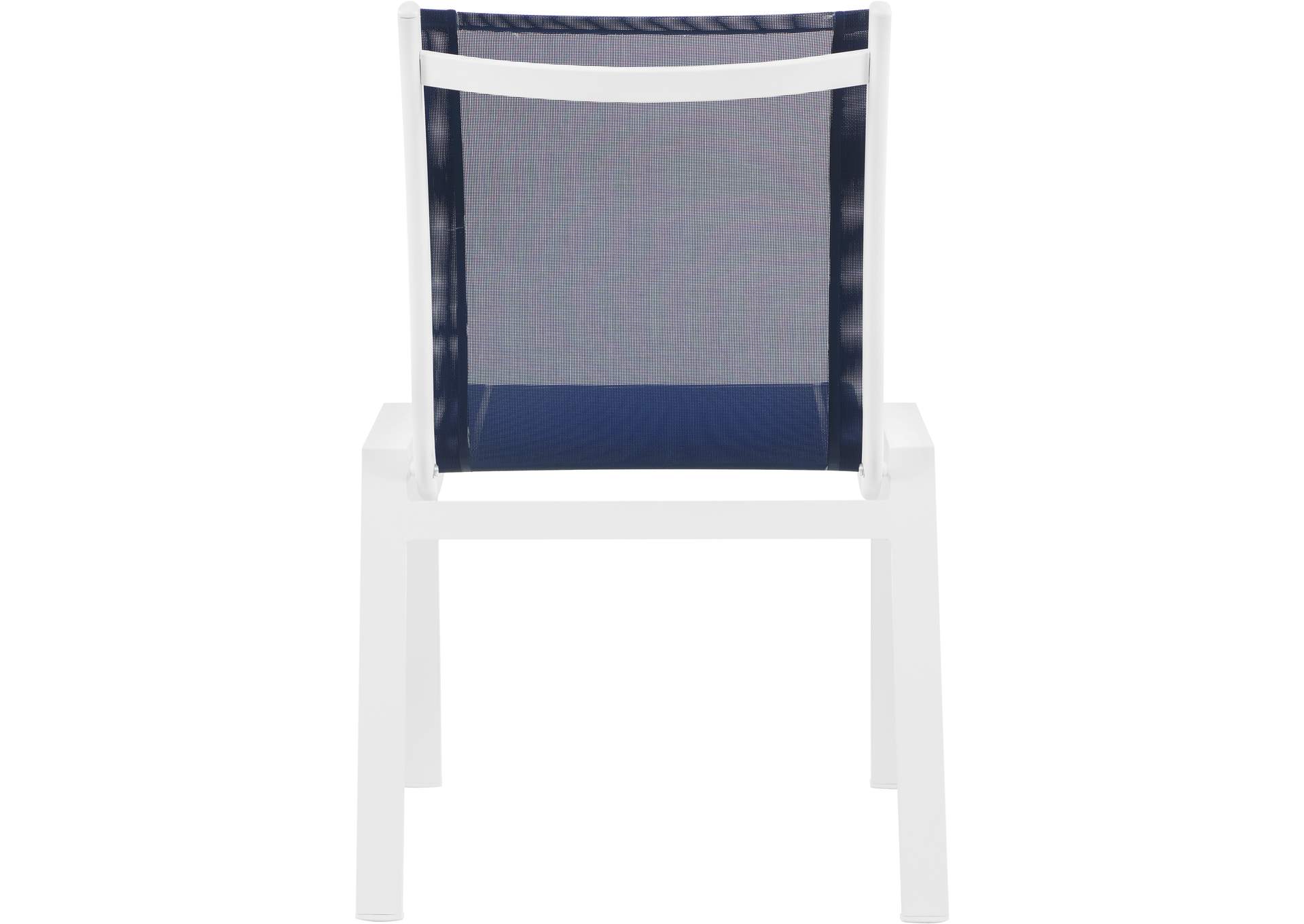 Nizuc Navy Mesh Water Resistant Fabric Outdoor Patio Aluminum Mesh Dining Chair Set of 2,Meridian Furniture