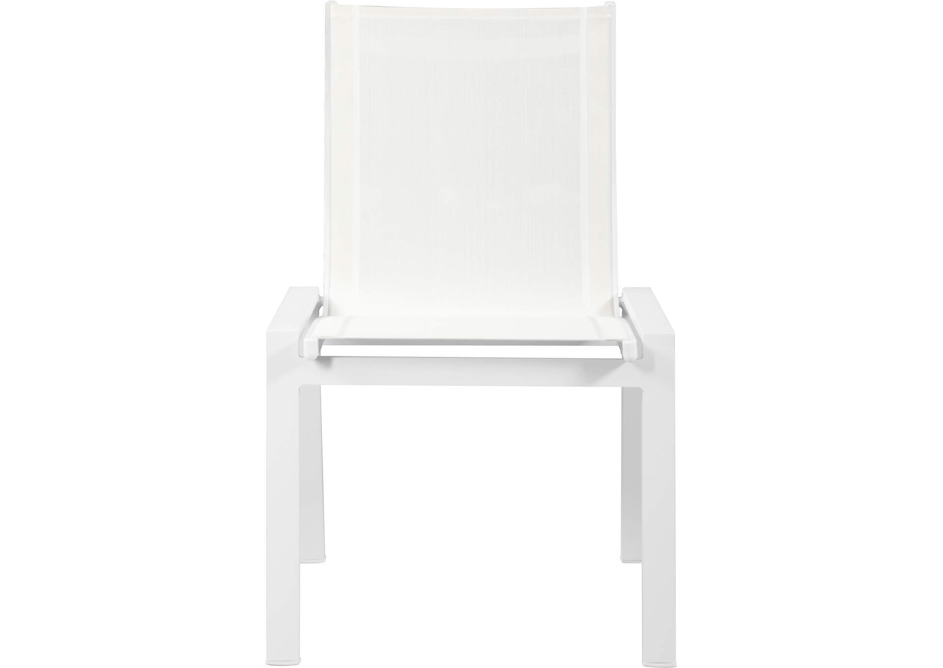 Nizuc White Mesh Water Resistant Fabric Outdoor Patio Aluminum Mesh Dining Chair Set of 2,Meridian Furniture