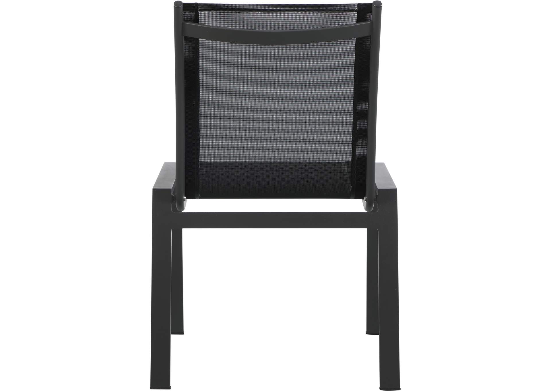 Nizuc Black Mesh Water Resistant Fabric Outdoor Patio Aluminum Mesh Dining Chair Set of 2,Meridian Furniture