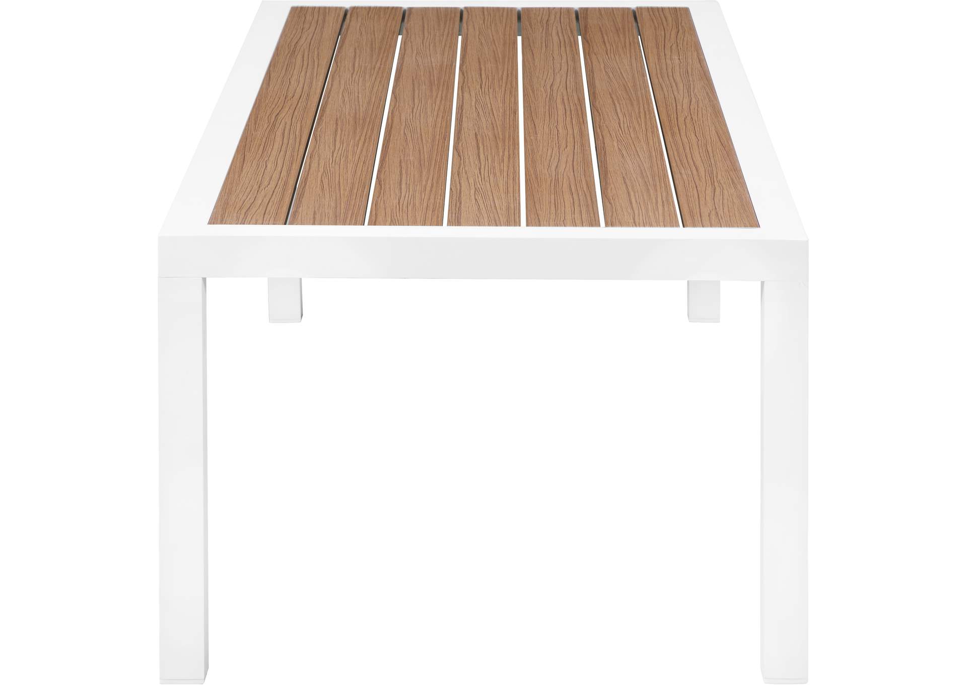 Nizuc Brown Wood Look Accent Paneling Outdoor Patio Aluminum Coffee Table,Meridian Furniture