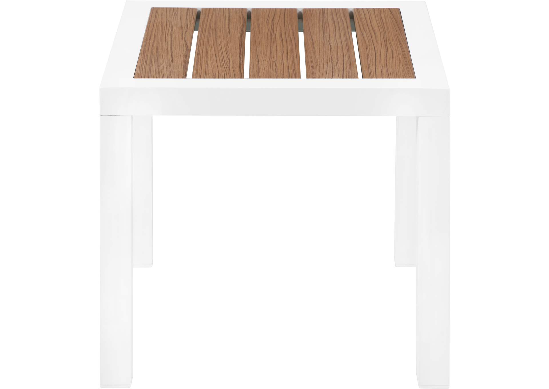 Nizuc Brown Wood Look Accent Paneling Outdoor Patio Aluminum End Table,Meridian Furniture