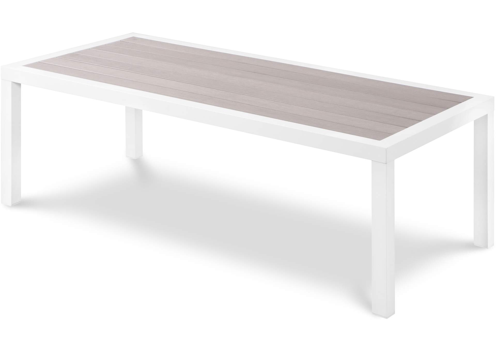 Nizuc Grey Wood Look Accent Paneling Outdoor Patio Aluminum Coffee Table,Meridian Furniture