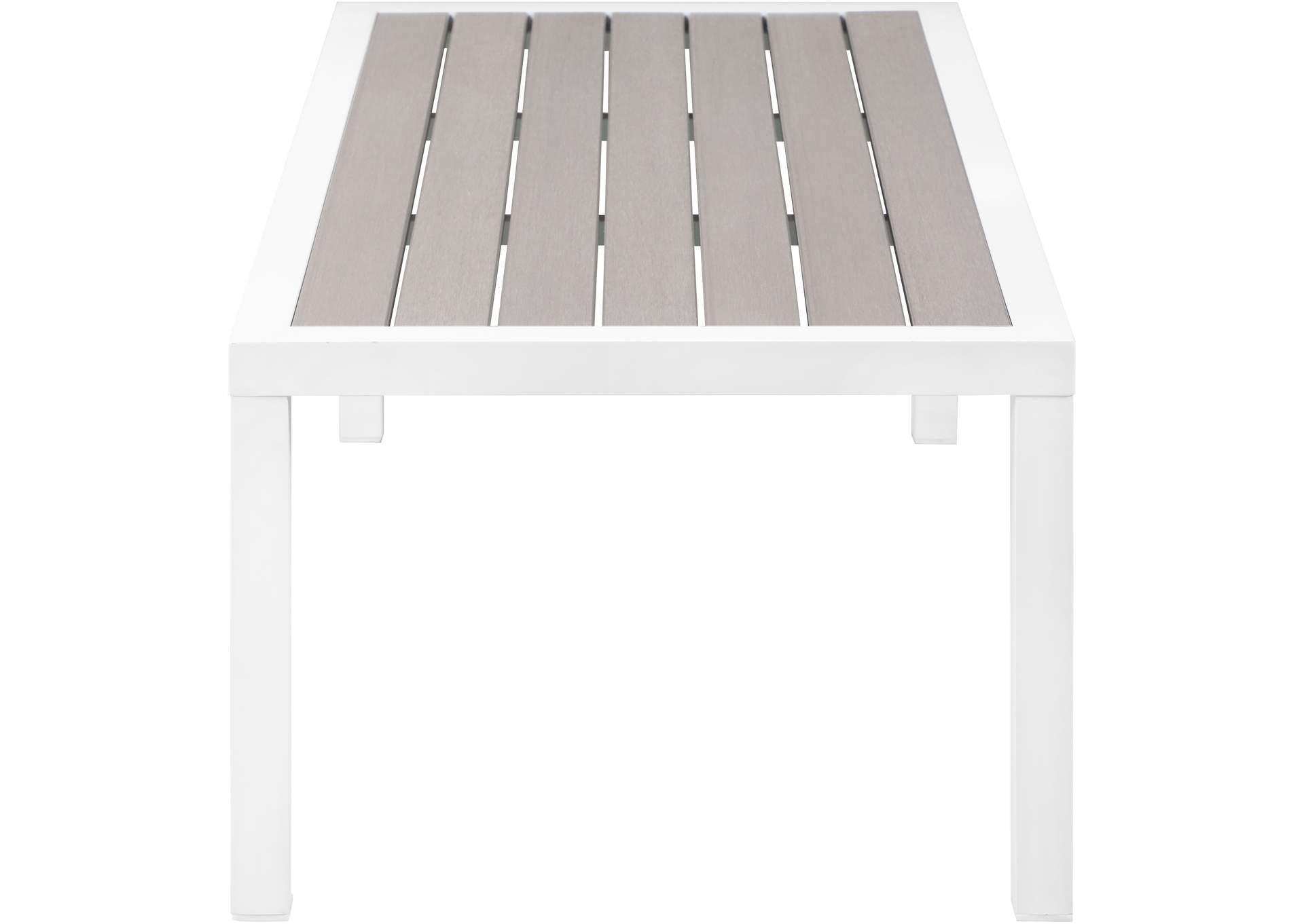 Nizuc Grey Wood Look Accent Paneling Outdoor Patio Aluminum Coffee Table,Meridian Furniture