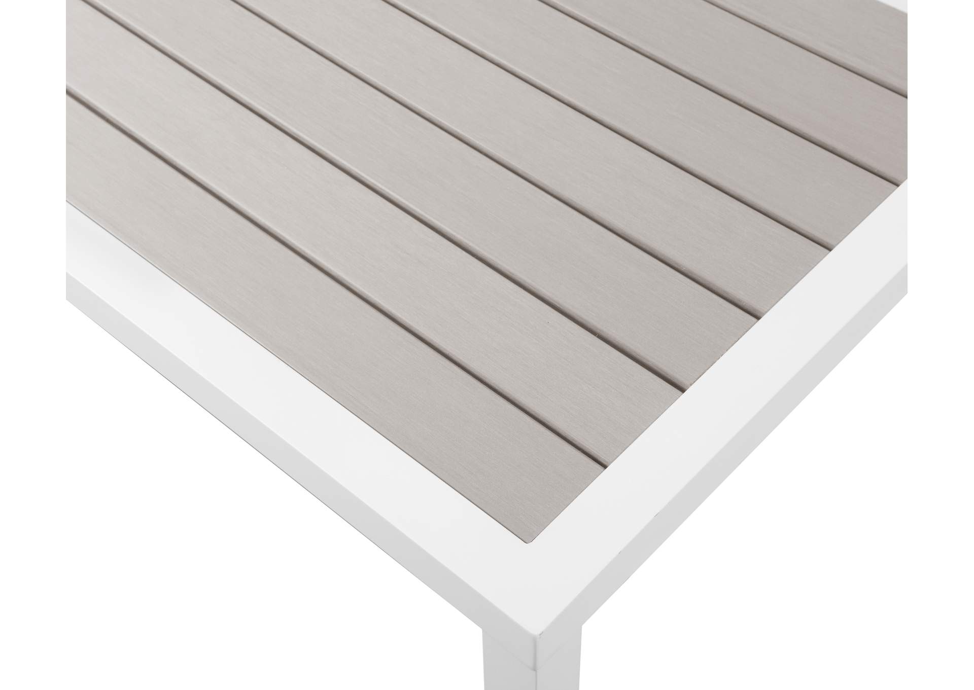 Nizuc Grey Wood Look Accent Paneling Outdoor Patio Aluminum Coffee Table,Meridian Furniture