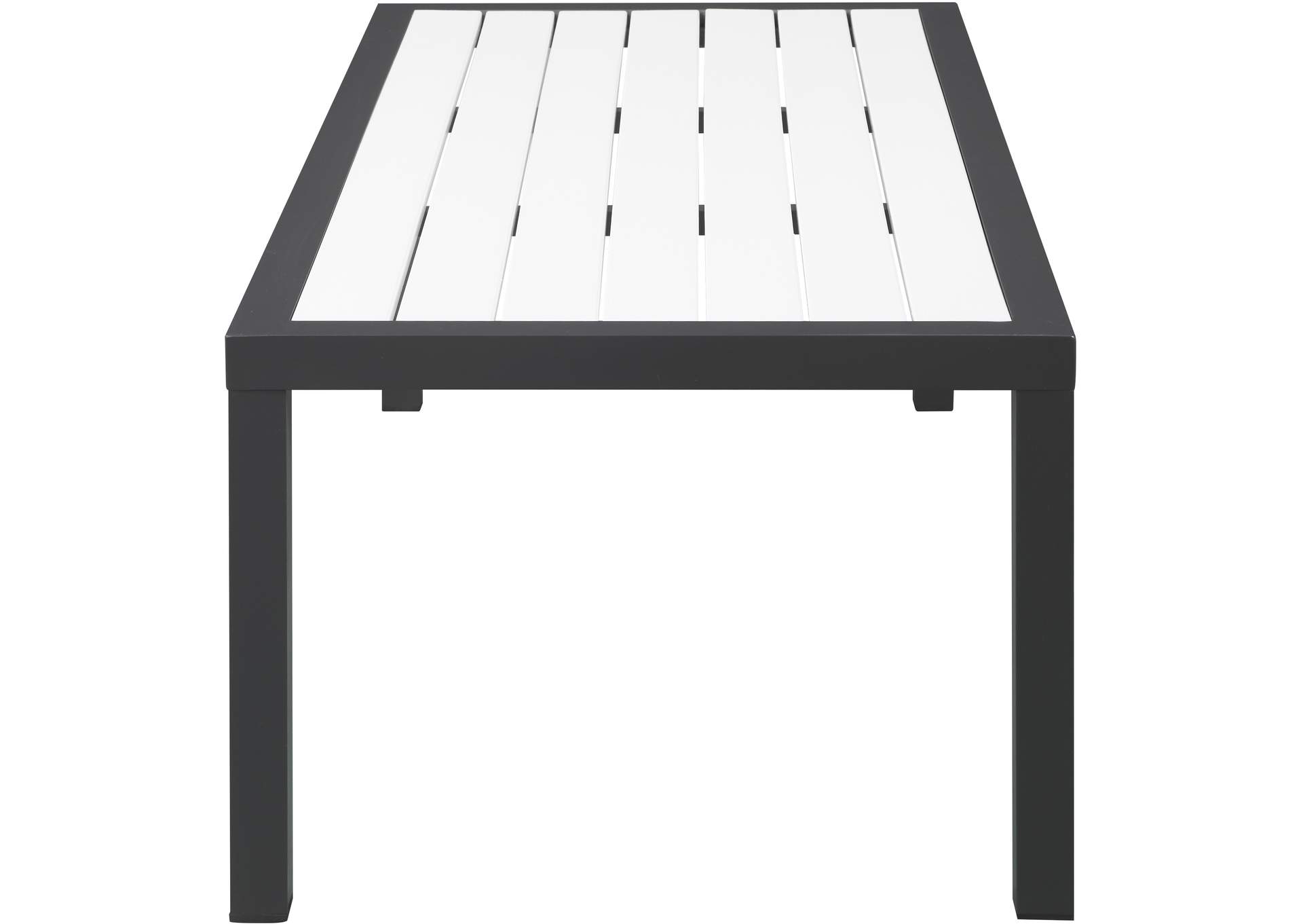 Nizuc White Wood Look Accent Paneling Outdoor Patio Aluminum Coffee Table,Meridian Furniture