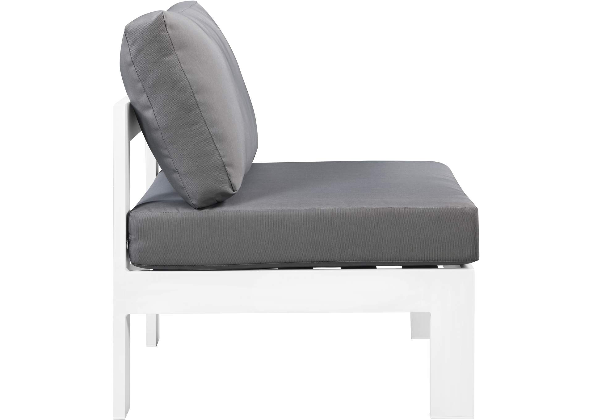 Nizuc Grey Waterproof Fabric Outdoor Patio Aluminum Armless Chair,Meridian Furniture