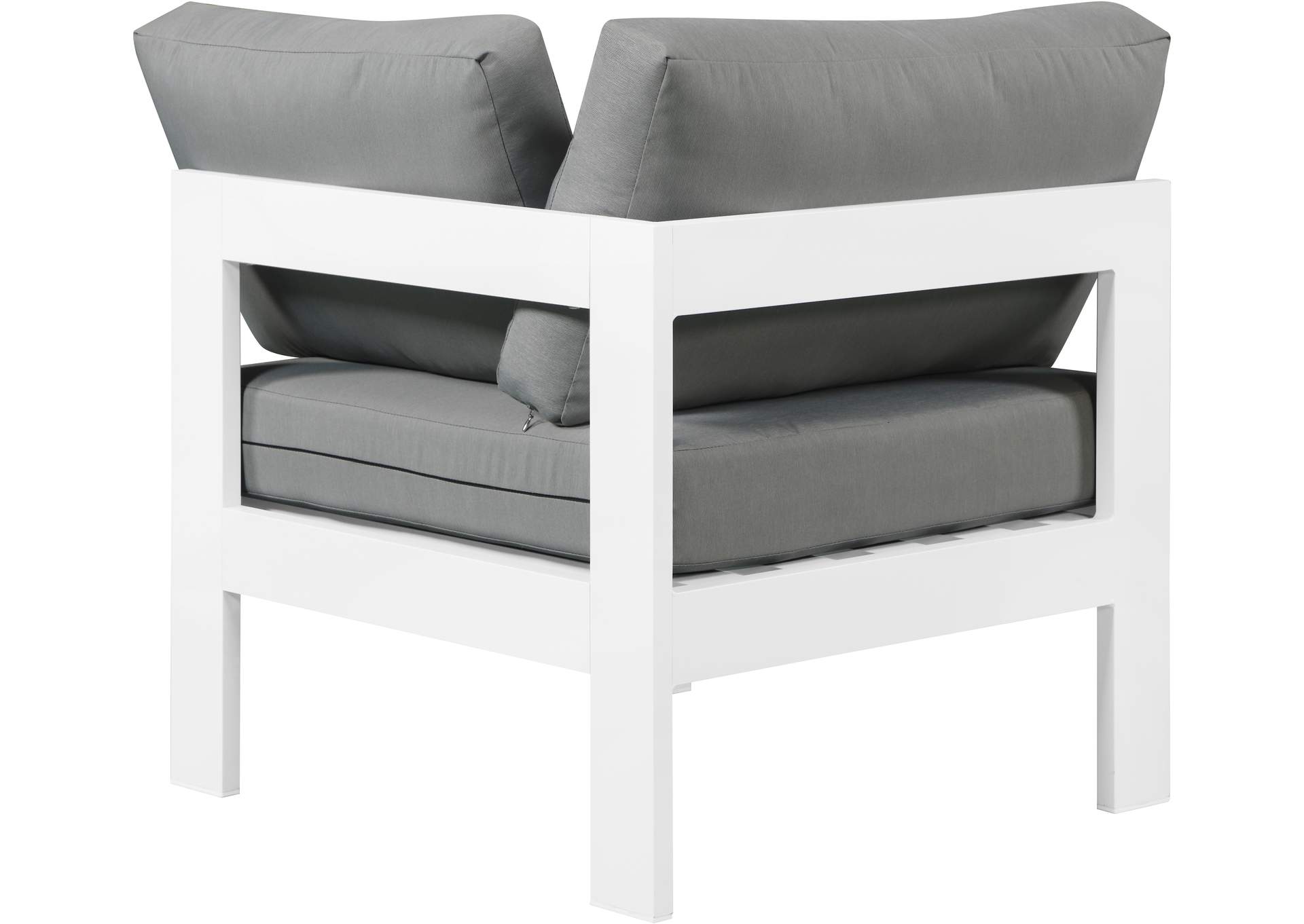 Nizuc Grey Waterproof Fabric Outdoor Patio Aluminum Corner Chair,Meridian Furniture