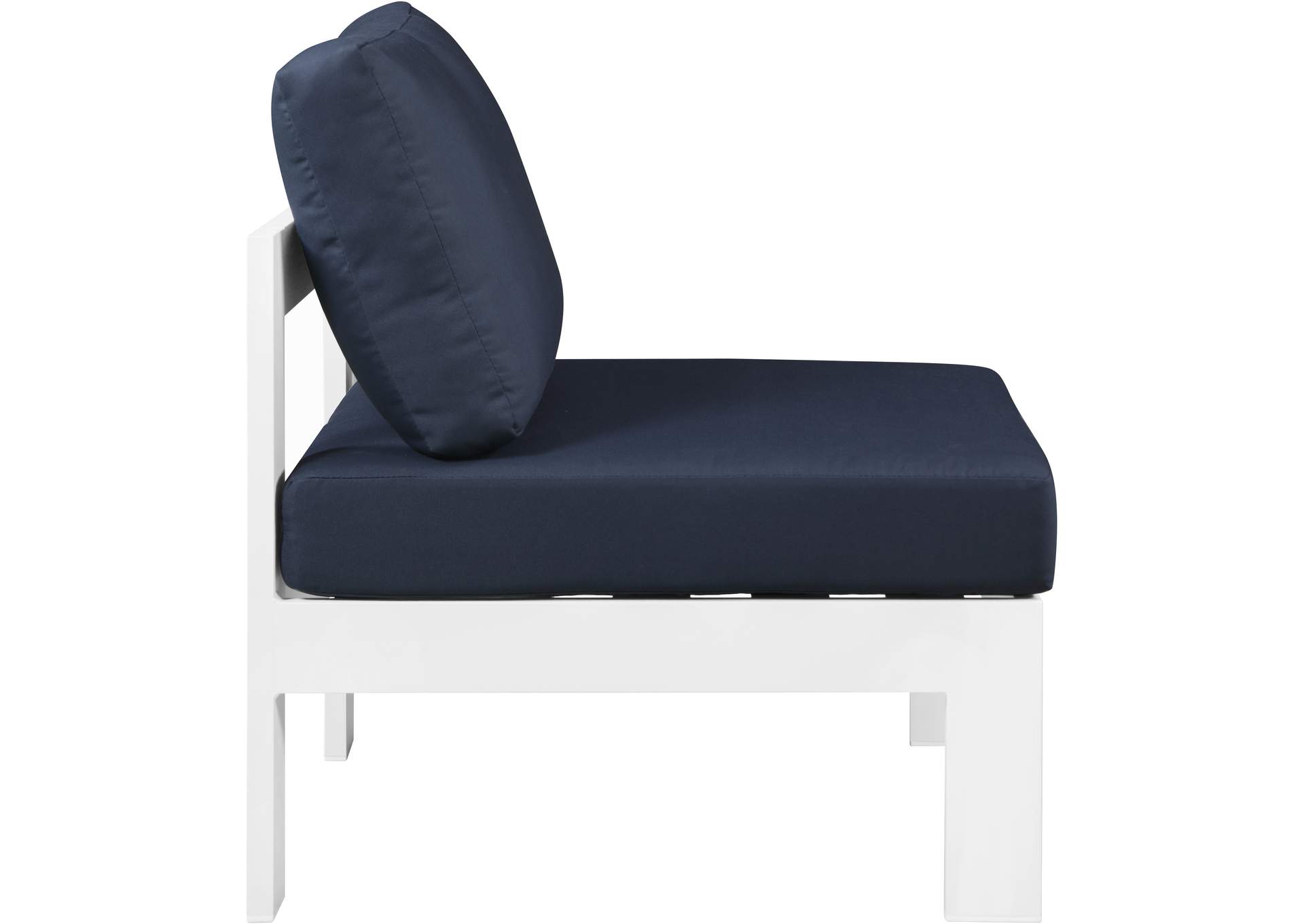 Nizuc Navy Waterproof Fabric Outdoor Patio Aluminum Armless Chair,Meridian Furniture