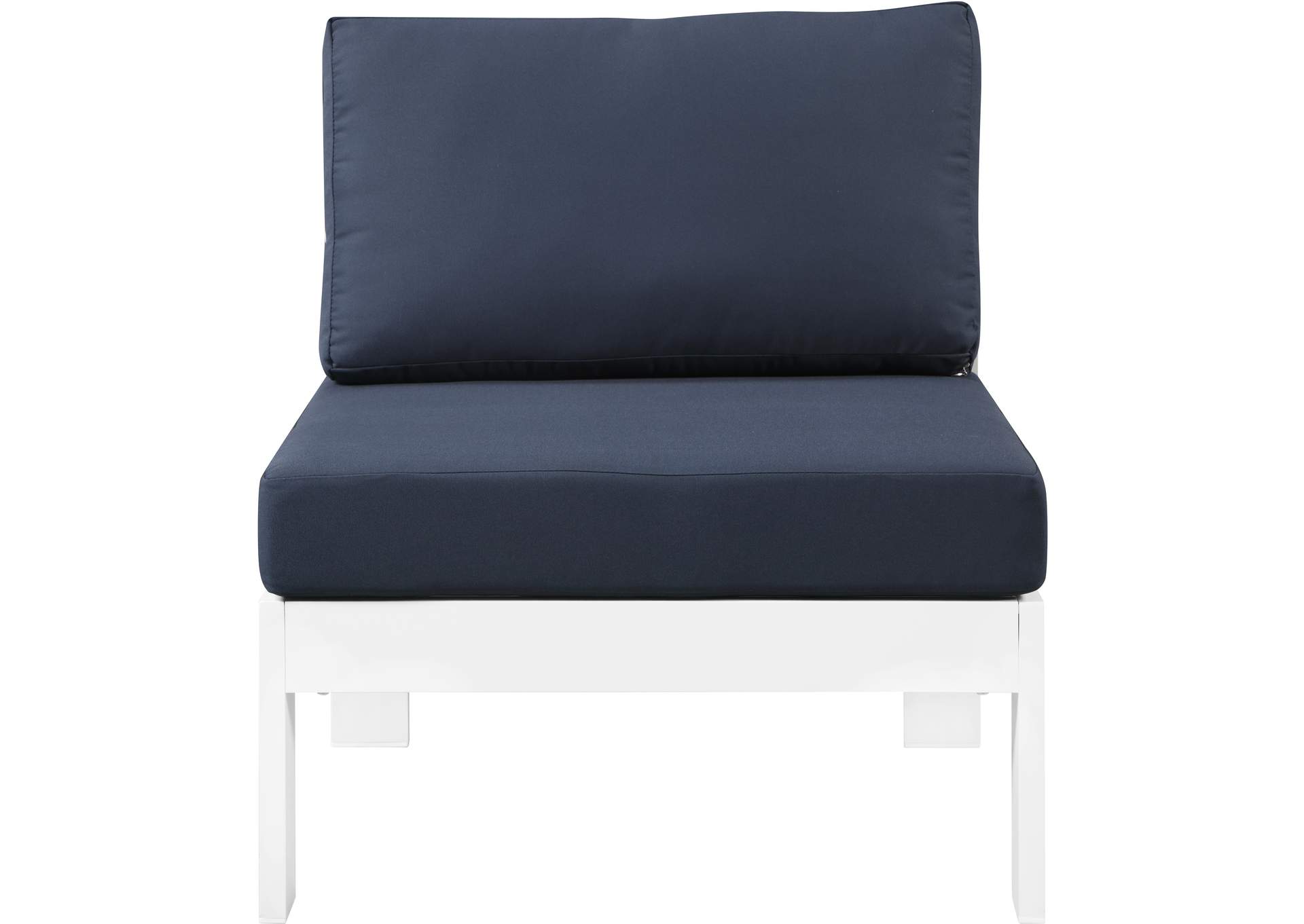 Nizuc Navy Waterproof Fabric Outdoor Patio Aluminum Armless Chair,Meridian Furniture