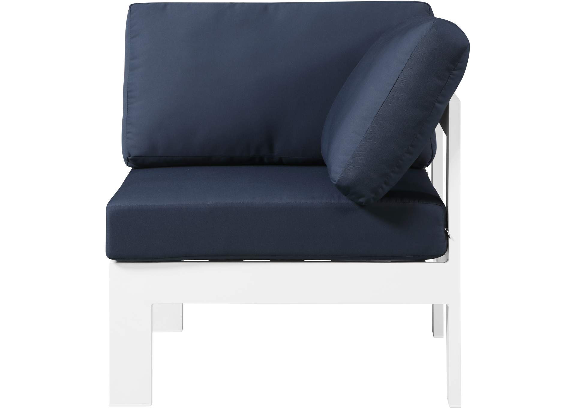 Nizuc Navy Waterproof Fabric Outdoor Patio Aluminum Corner Chair,Meridian Furniture