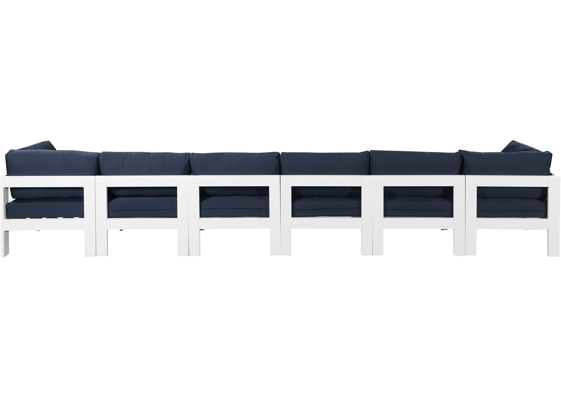 Nizuc Navy Water Resistant Fabric Outdoor Patio Modular Sofa,Meridian Furniture