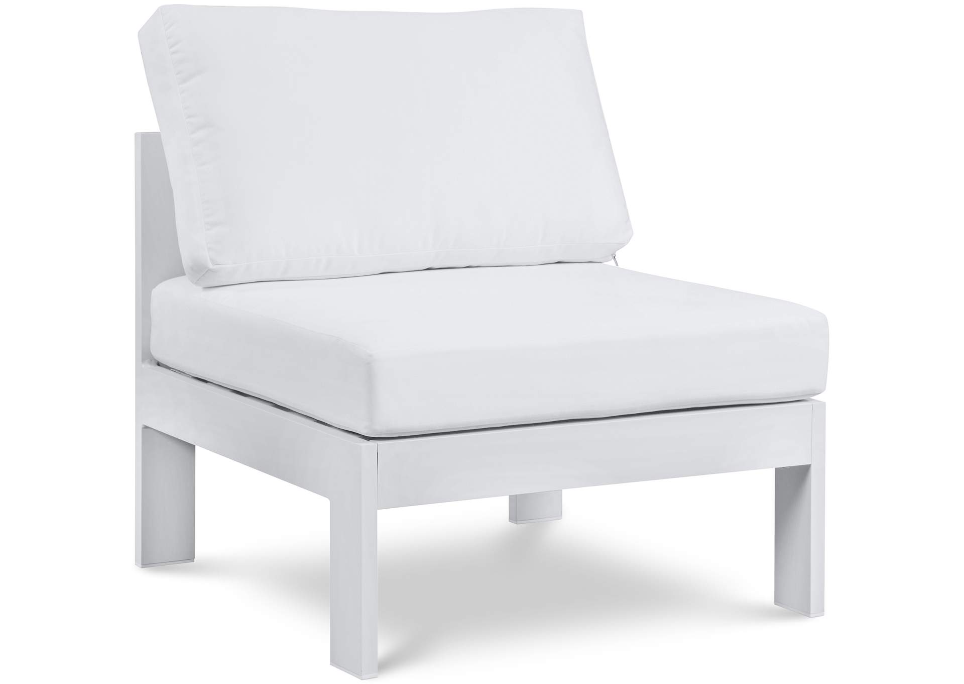 Nizuc White Waterproof Fabric Outdoor Patio Aluminum Armless Chair,Meridian Furniture