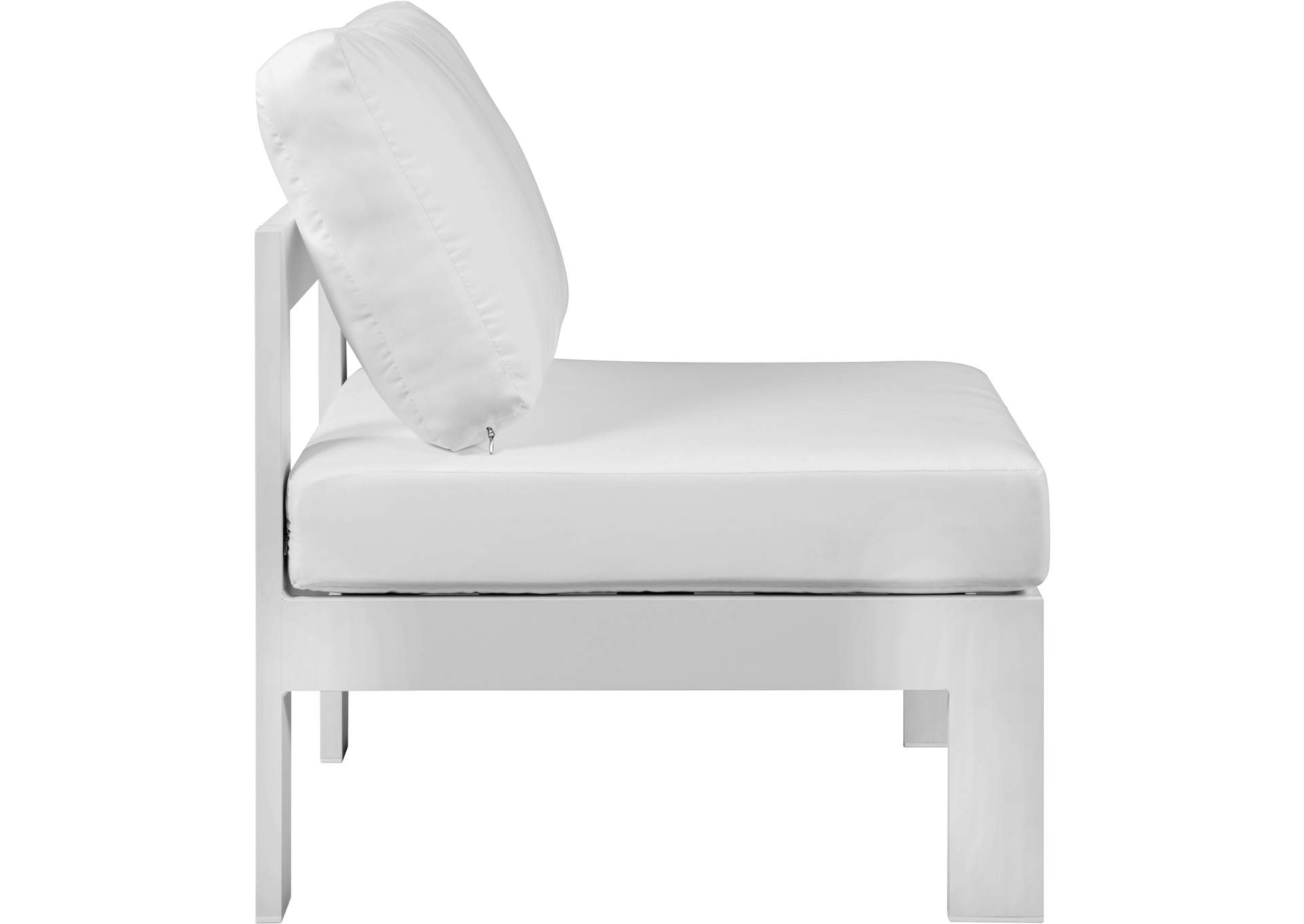 Nizuc White Waterproof Fabric Outdoor Patio Aluminum Armless Chair,Meridian Furniture