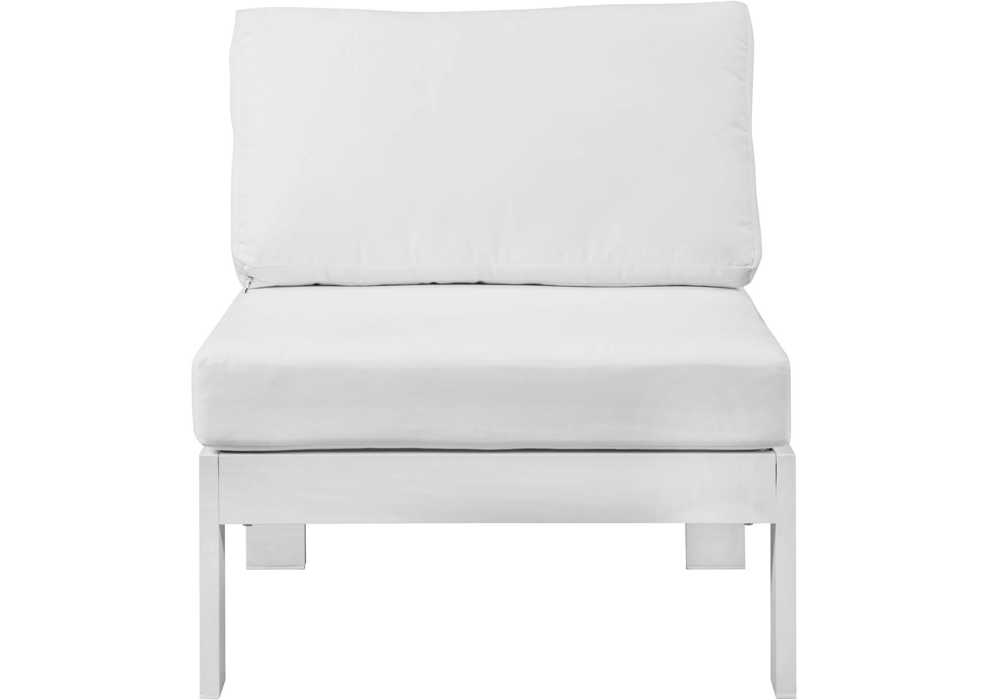 Nizuc White Waterproof Fabric Outdoor Patio Aluminum Armless Chair,Meridian Furniture