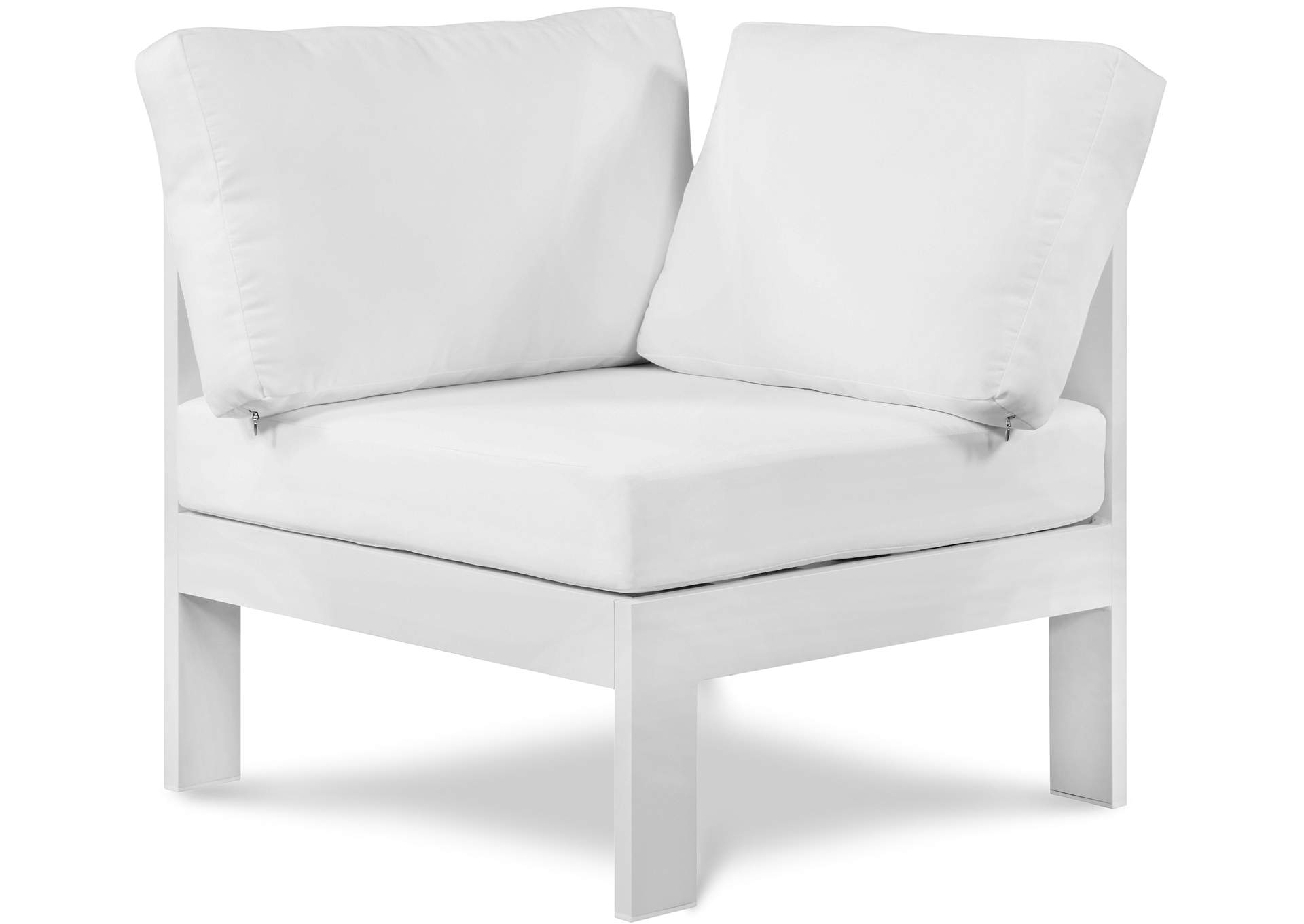 Nizuc White Waterproof Fabric Outdoor Patio Aluminum Corner Chair,Meridian Furniture