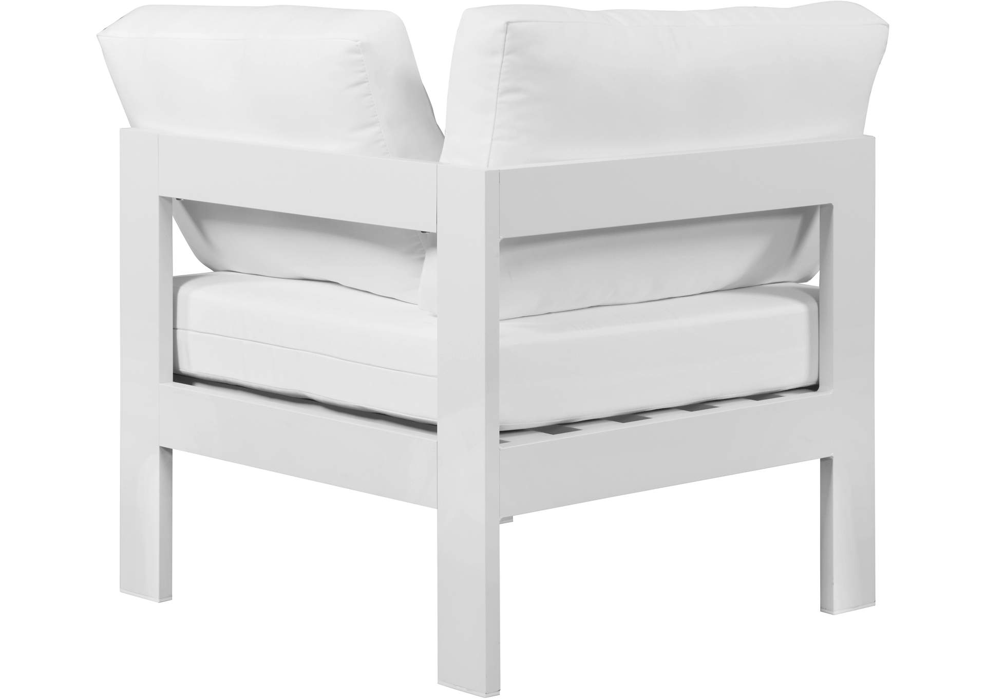 Nizuc White Waterproof Fabric Outdoor Patio Aluminum Corner Chair,Meridian Furniture