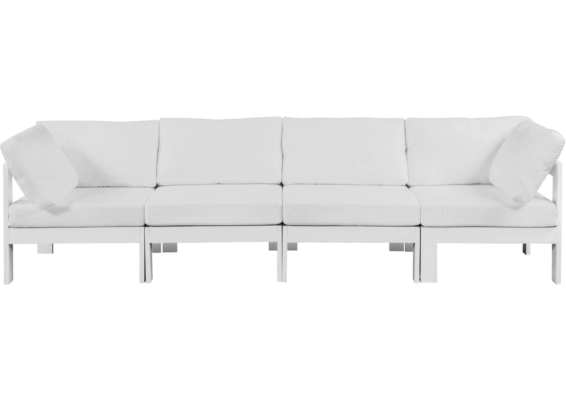 Nizuc White Water Resistant Fabric Outdoor Patio Modular Sofa,Meridian Furniture