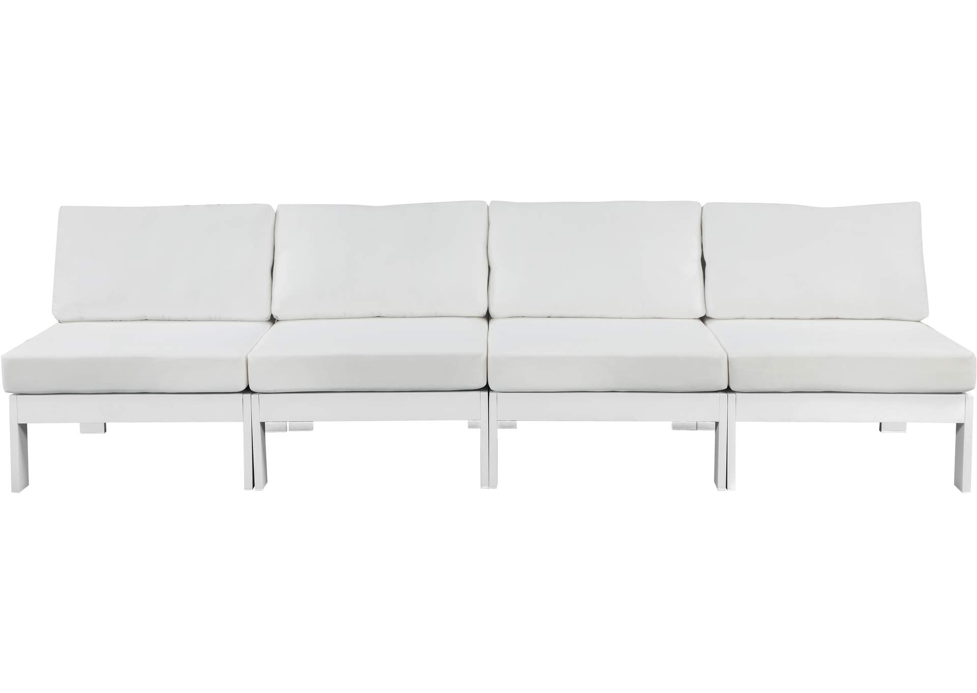 Nizuc White Water Resistant Fabric Outdoor Patio Modular Sofa,Meridian Furniture