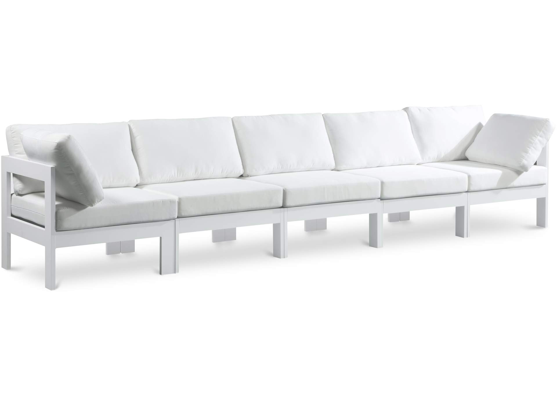 Nizuc White Water Resistant Fabric Outdoor Patio Modular Sofa,Meridian Furniture