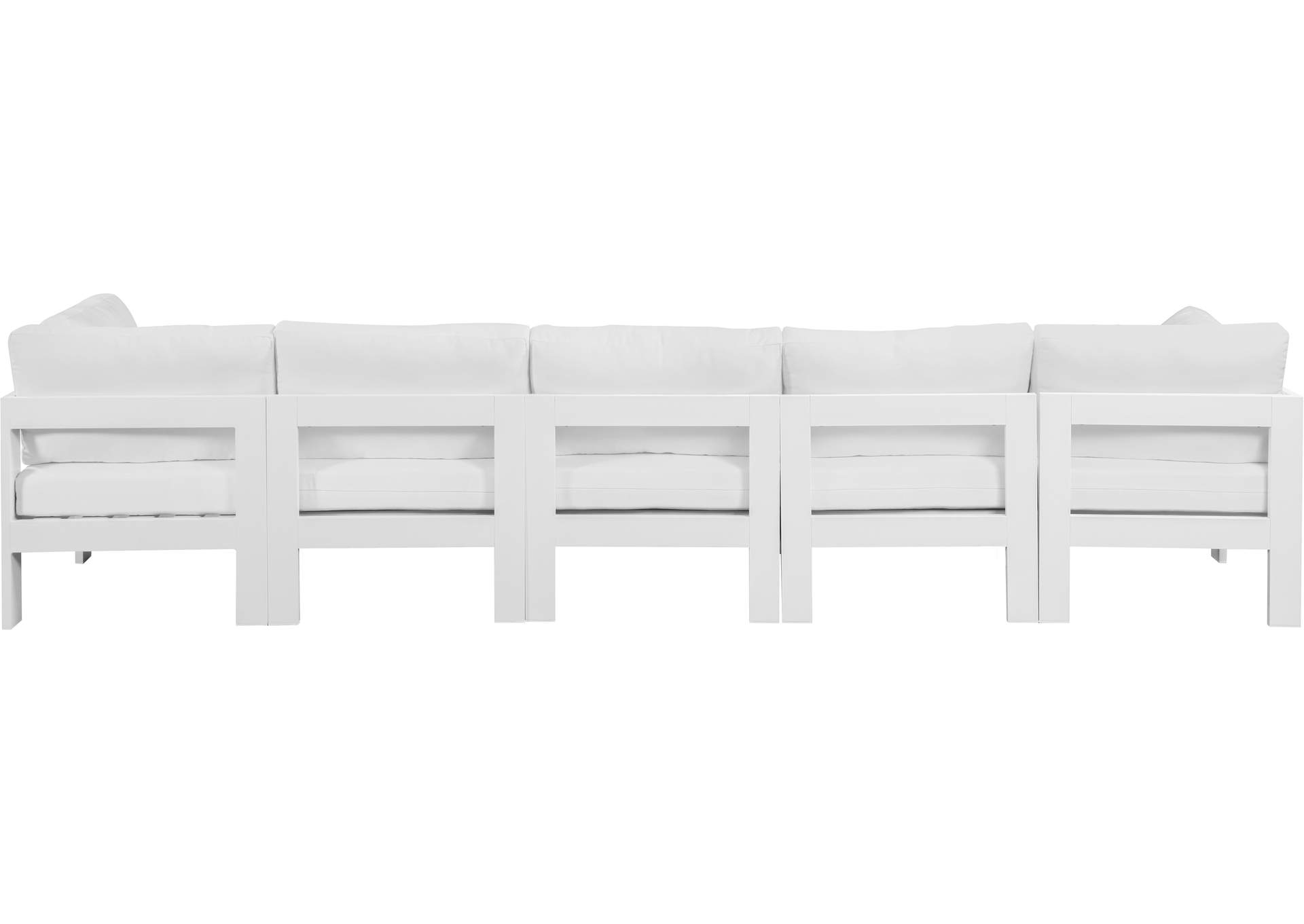 Nizuc White Water Resistant Fabric Outdoor Patio Modular Sofa,Meridian Furniture