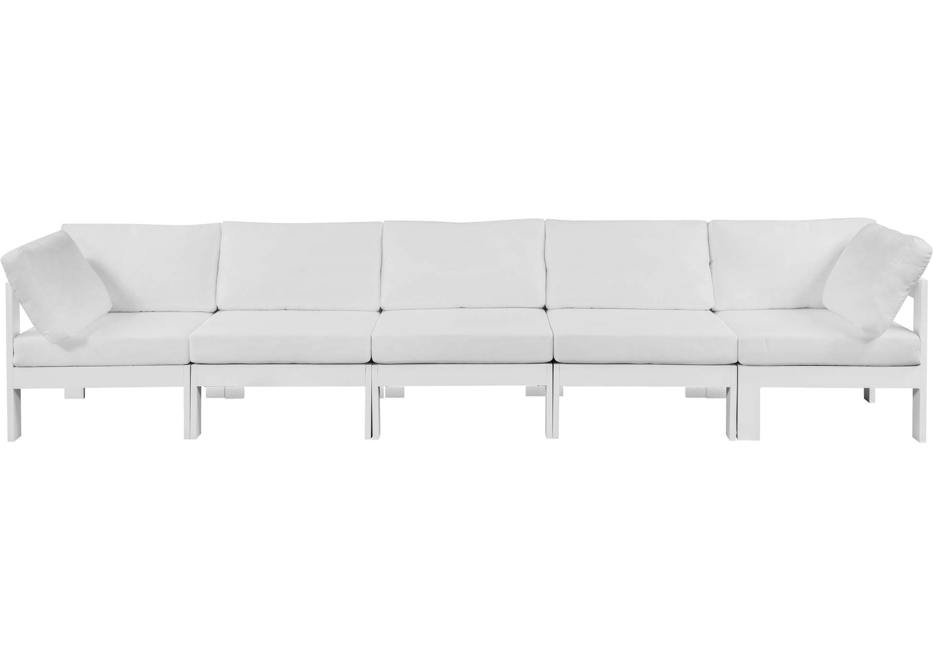 Nizuc White Water Resistant Fabric Outdoor Patio Modular Sofa,Meridian Furniture