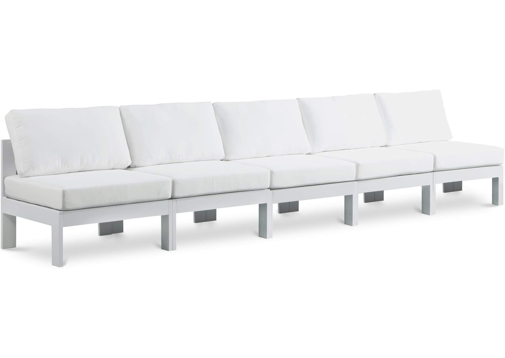 Nizuc White Water Resistant Fabric Outdoor Patio Modular Sofa,Meridian Furniture