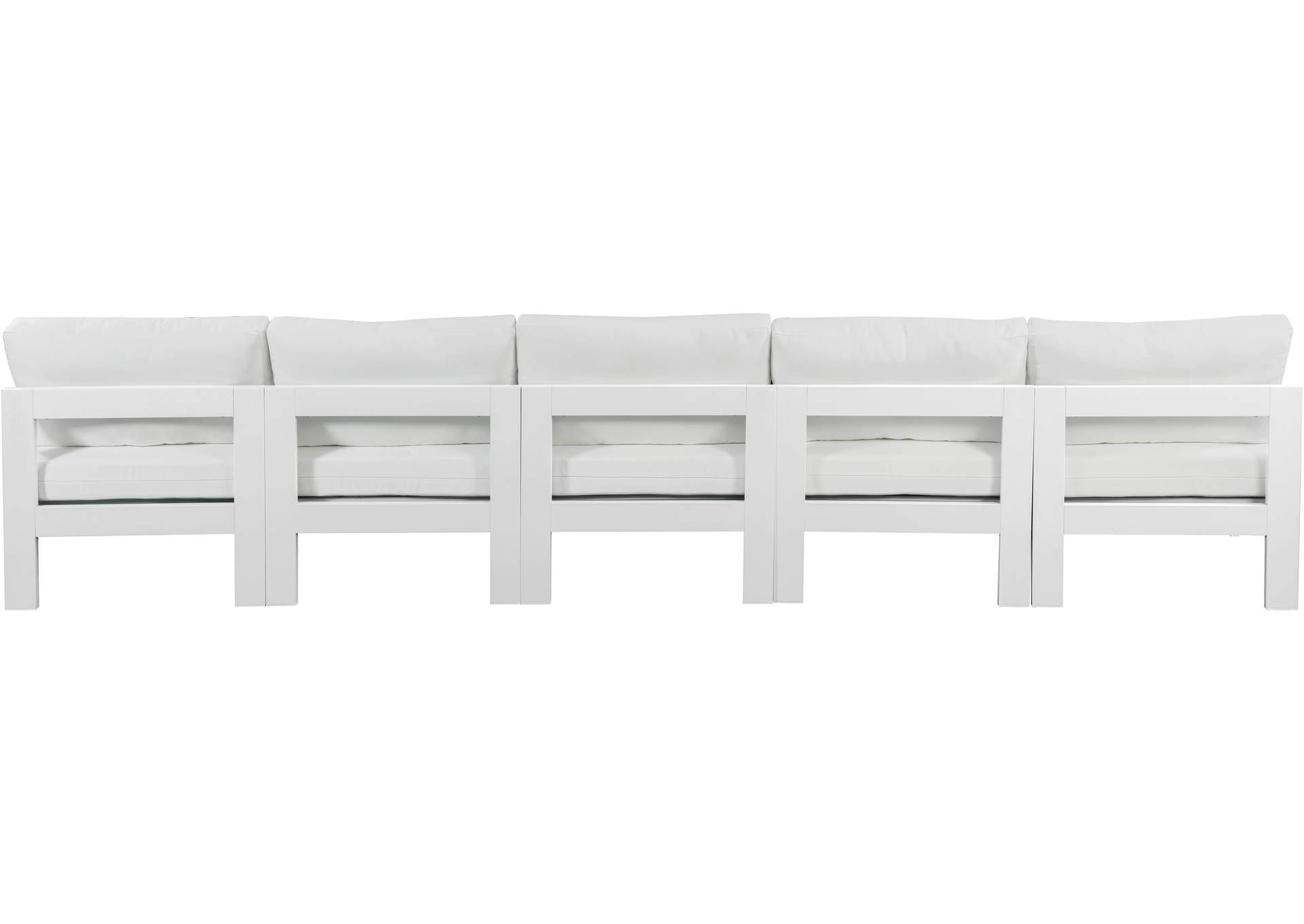 Nizuc White Water Resistant Fabric Outdoor Patio Modular Sofa,Meridian Furniture