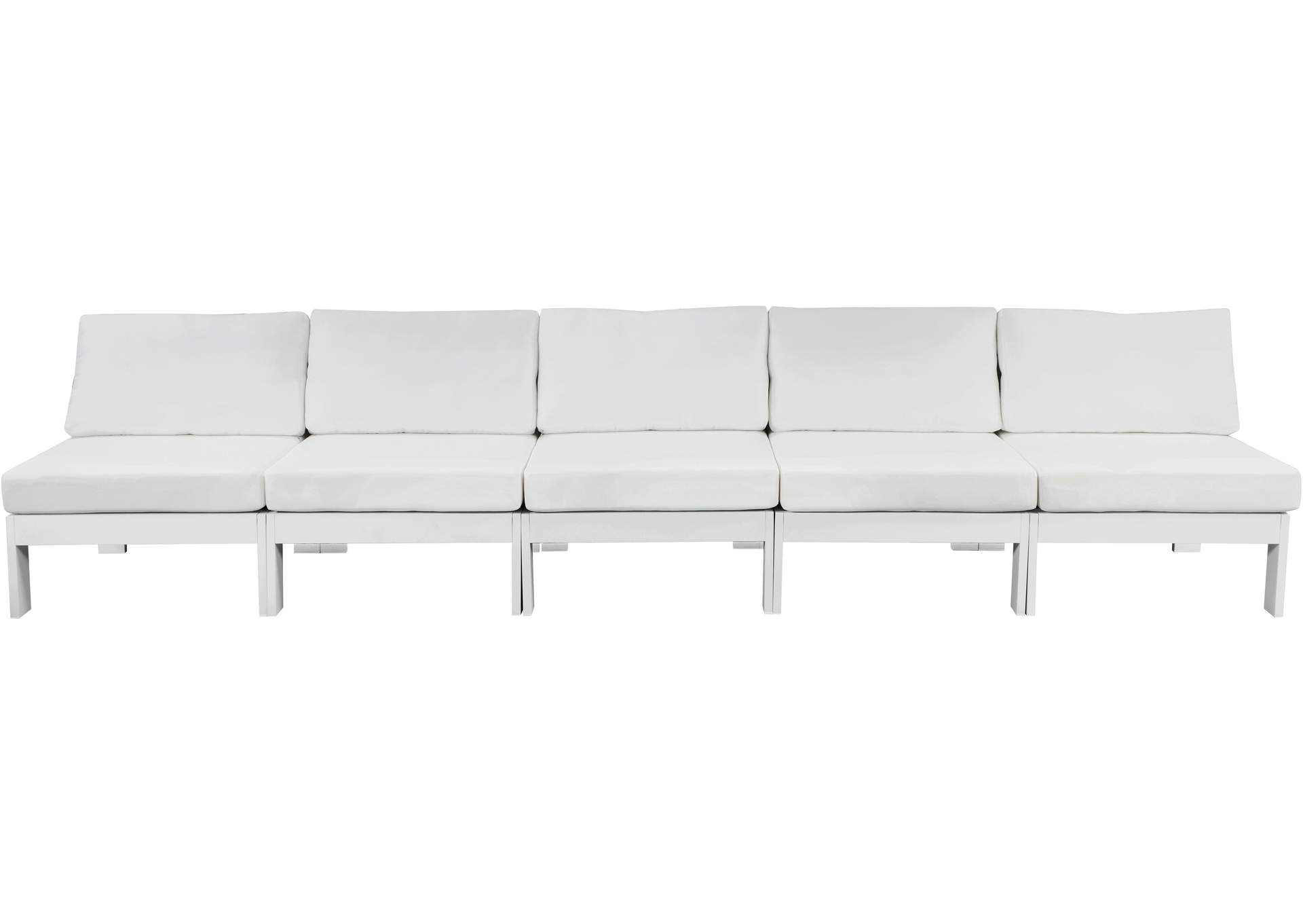 Nizuc White Water Resistant Fabric Outdoor Patio Modular Sofa,Meridian Furniture