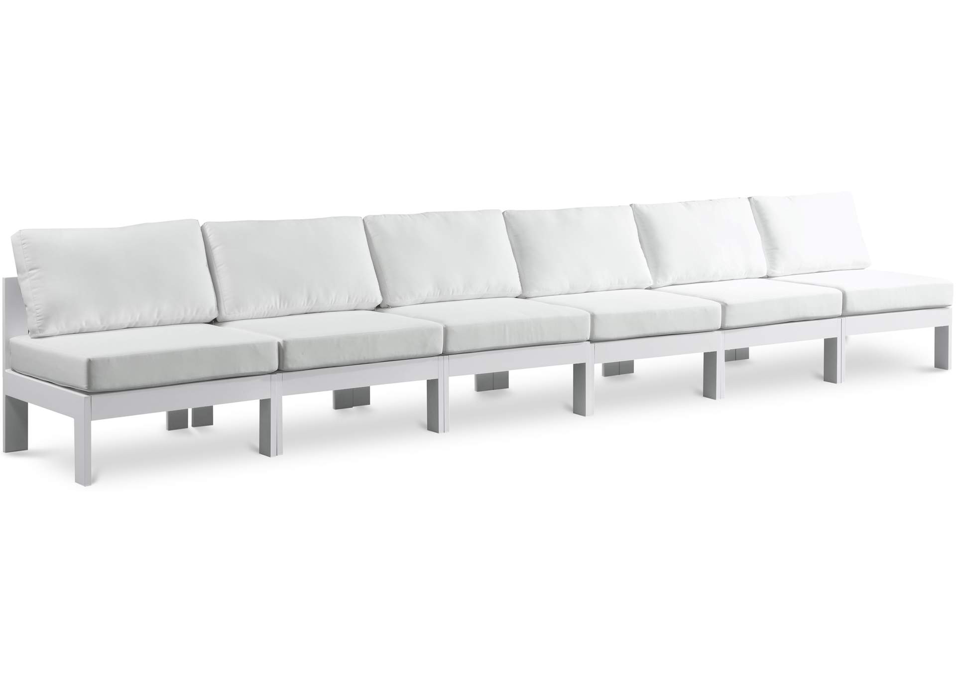 Nizuc White Water Resistant Fabric Outdoor Patio Modular Sofa,Meridian Furniture