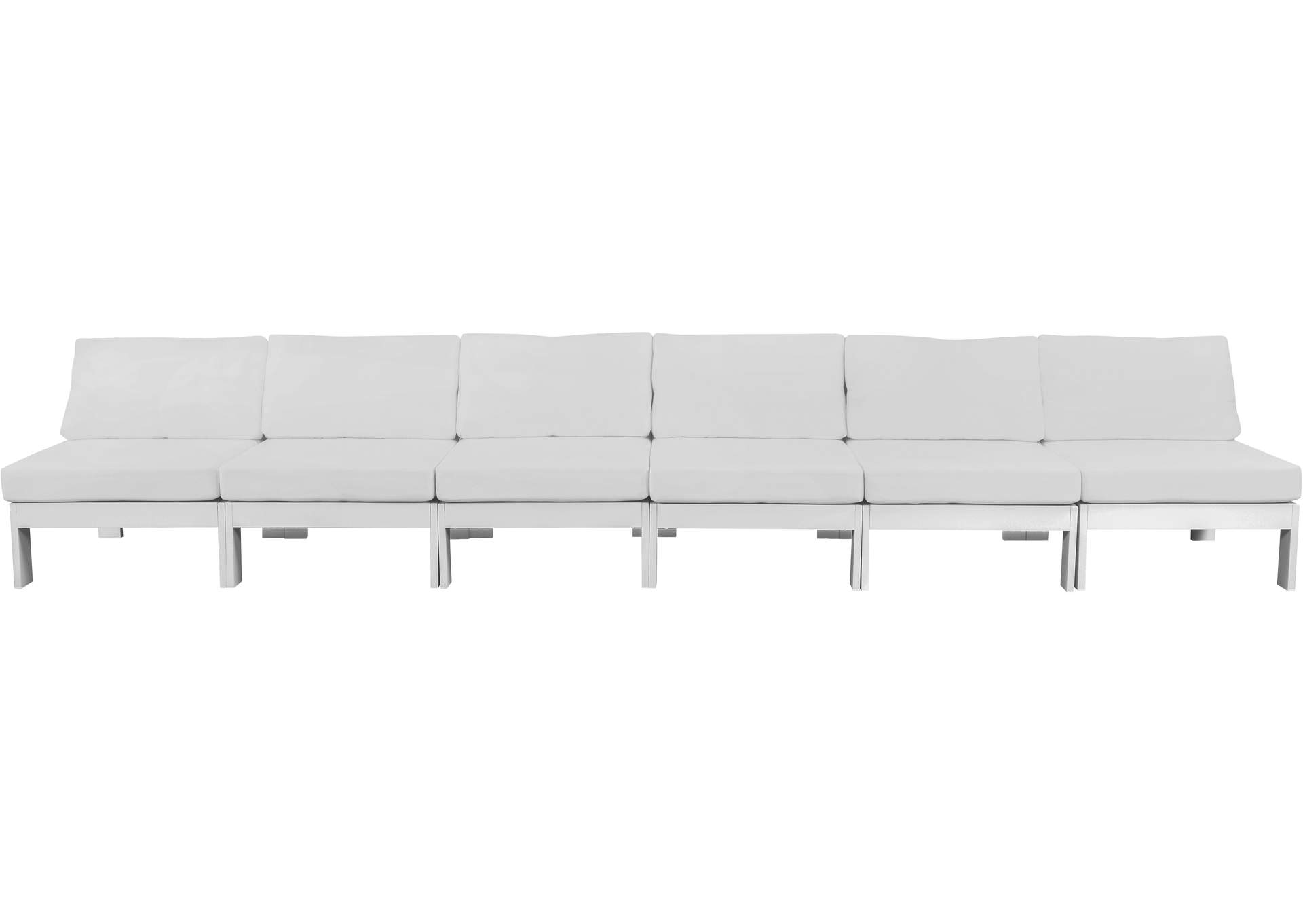 Nizuc White Water Resistant Fabric Outdoor Patio Modular Sofa,Meridian Furniture