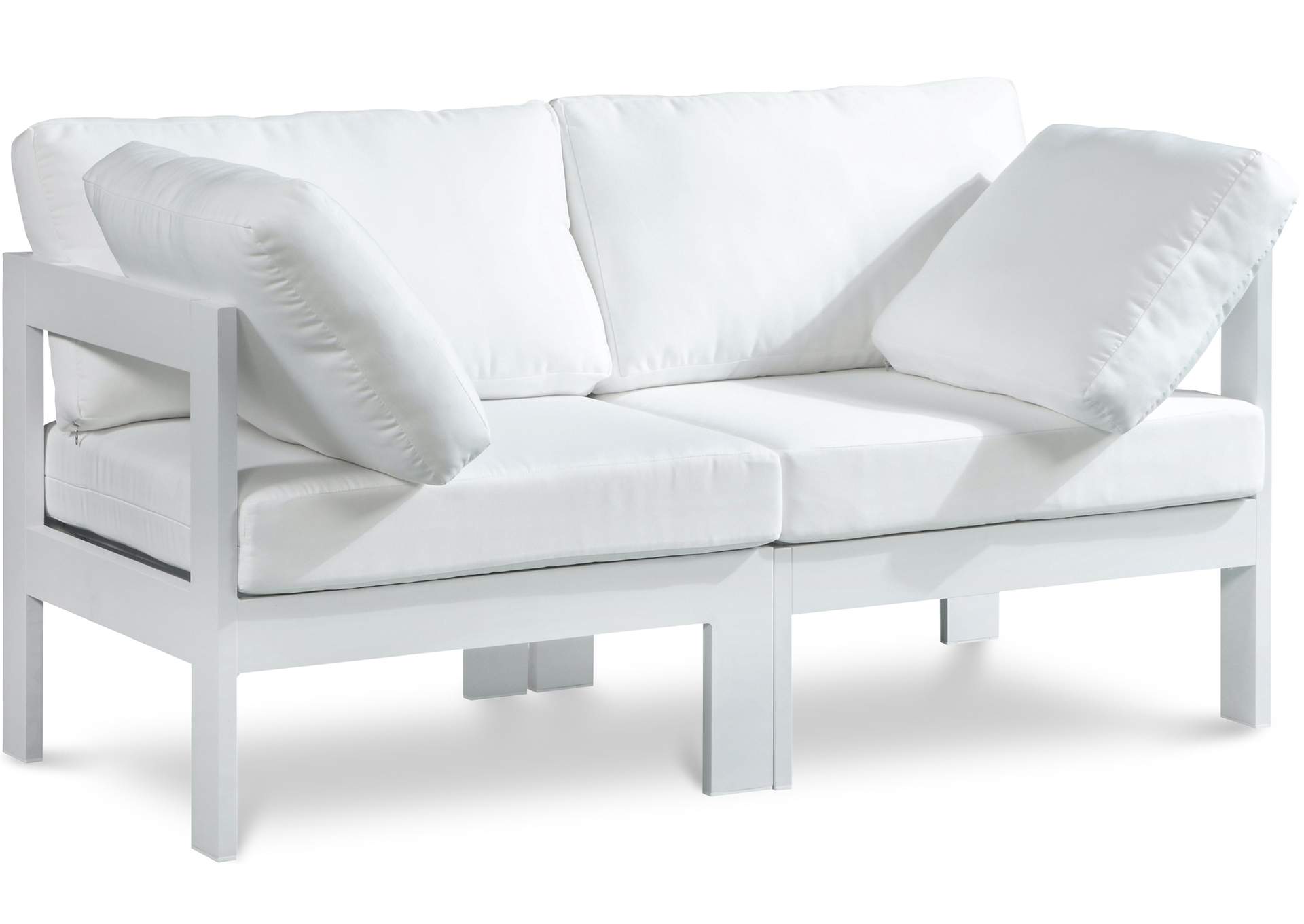 Nizuc White Water Resistant Fabric Outdoor Patio Modular Sofa,Meridian Furniture