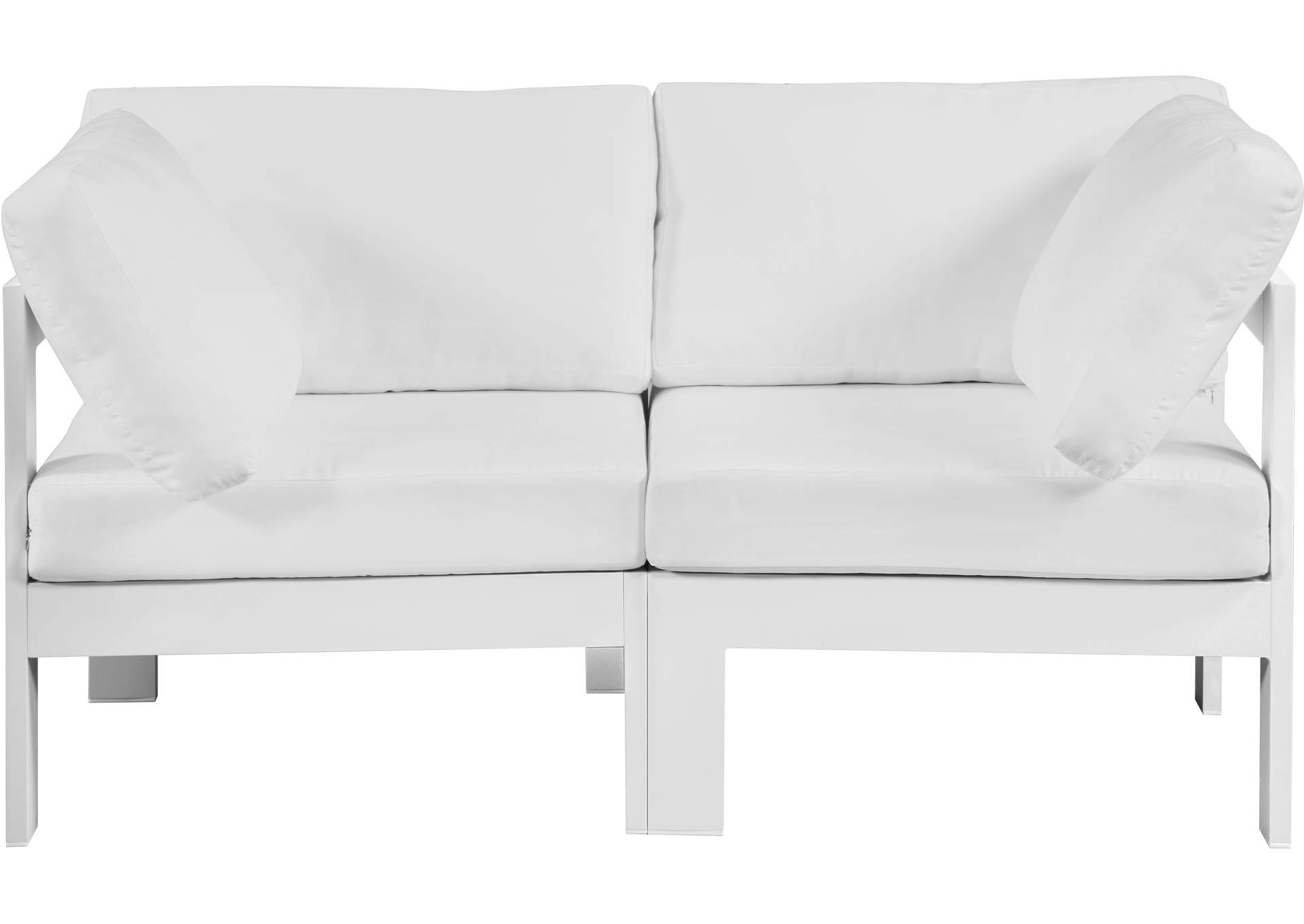 Nizuc White Water Resistant Fabric Outdoor Patio Modular Sofa,Meridian Furniture