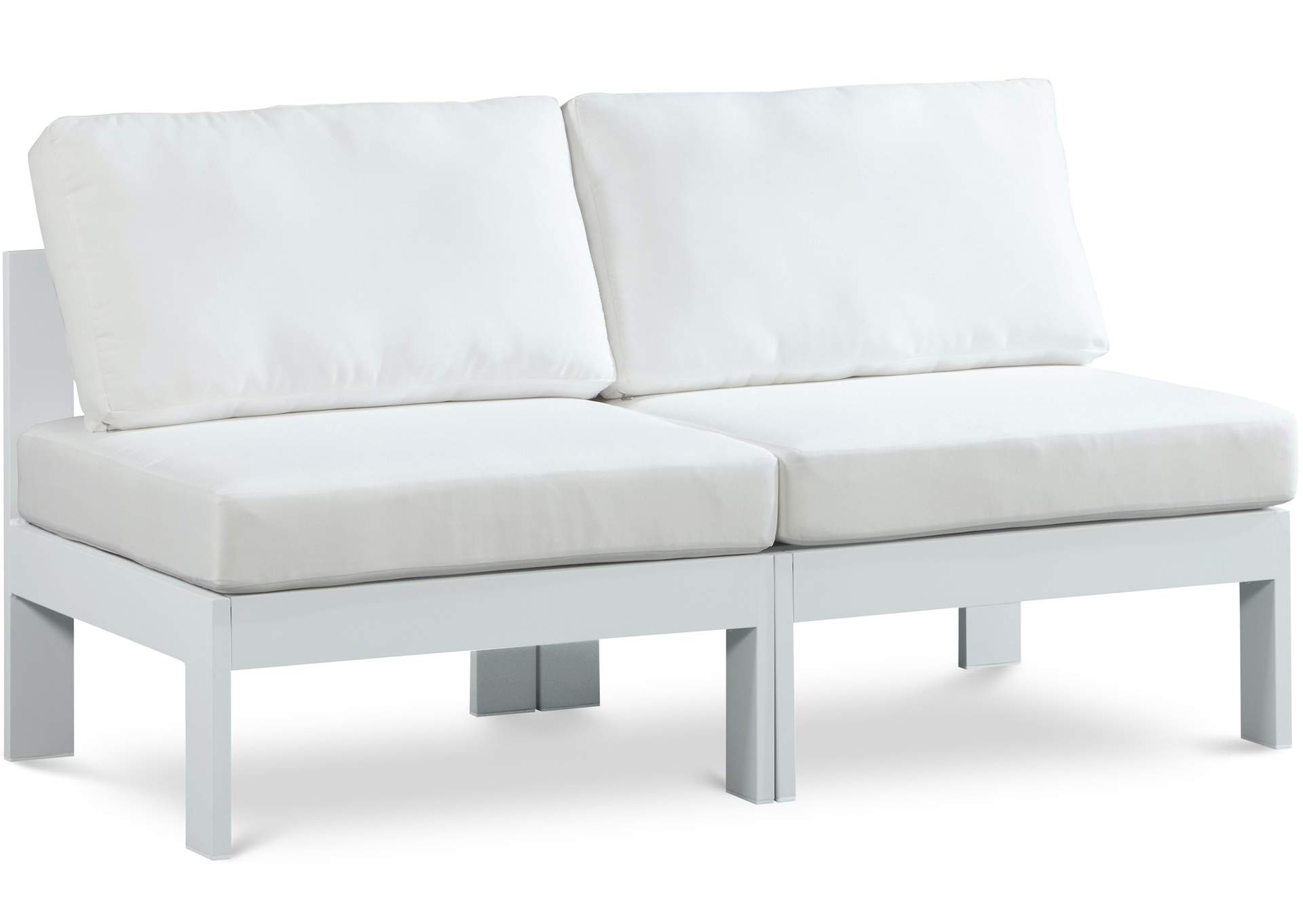 Nizuc White Water Resistant Fabric Outdoor Patio Modular Sofa,Meridian Furniture