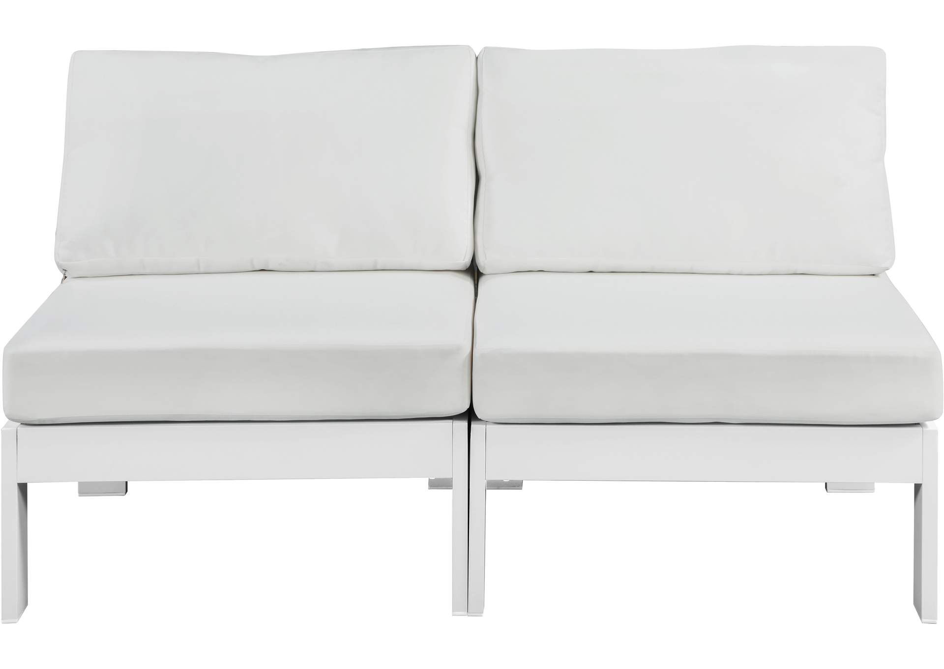 Nizuc White Water Resistant Fabric Outdoor Patio Modular Sofa,Meridian Furniture