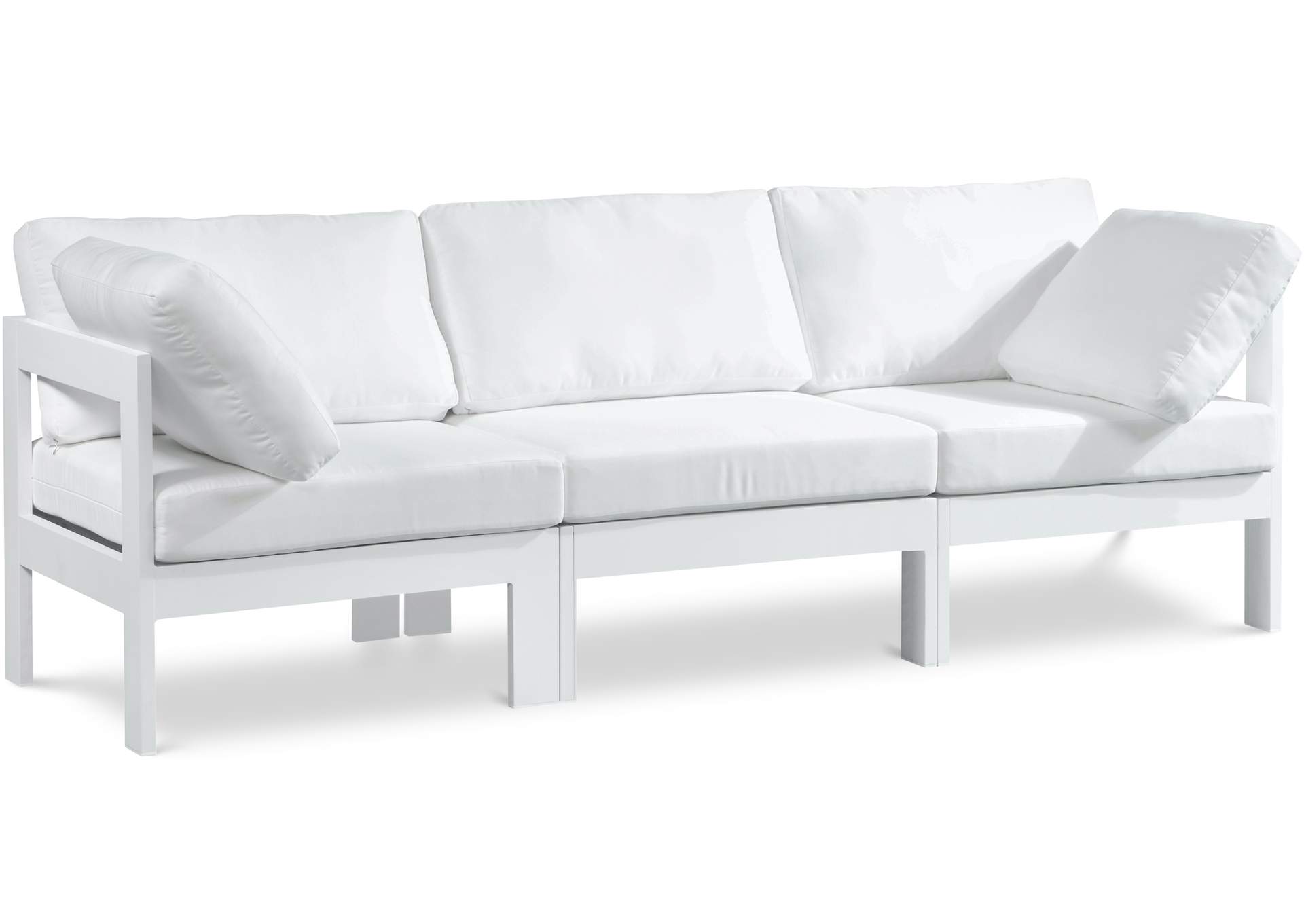 Nizuc White Water Resistant Fabric Outdoor Patio Modular Sofa,Meridian Furniture